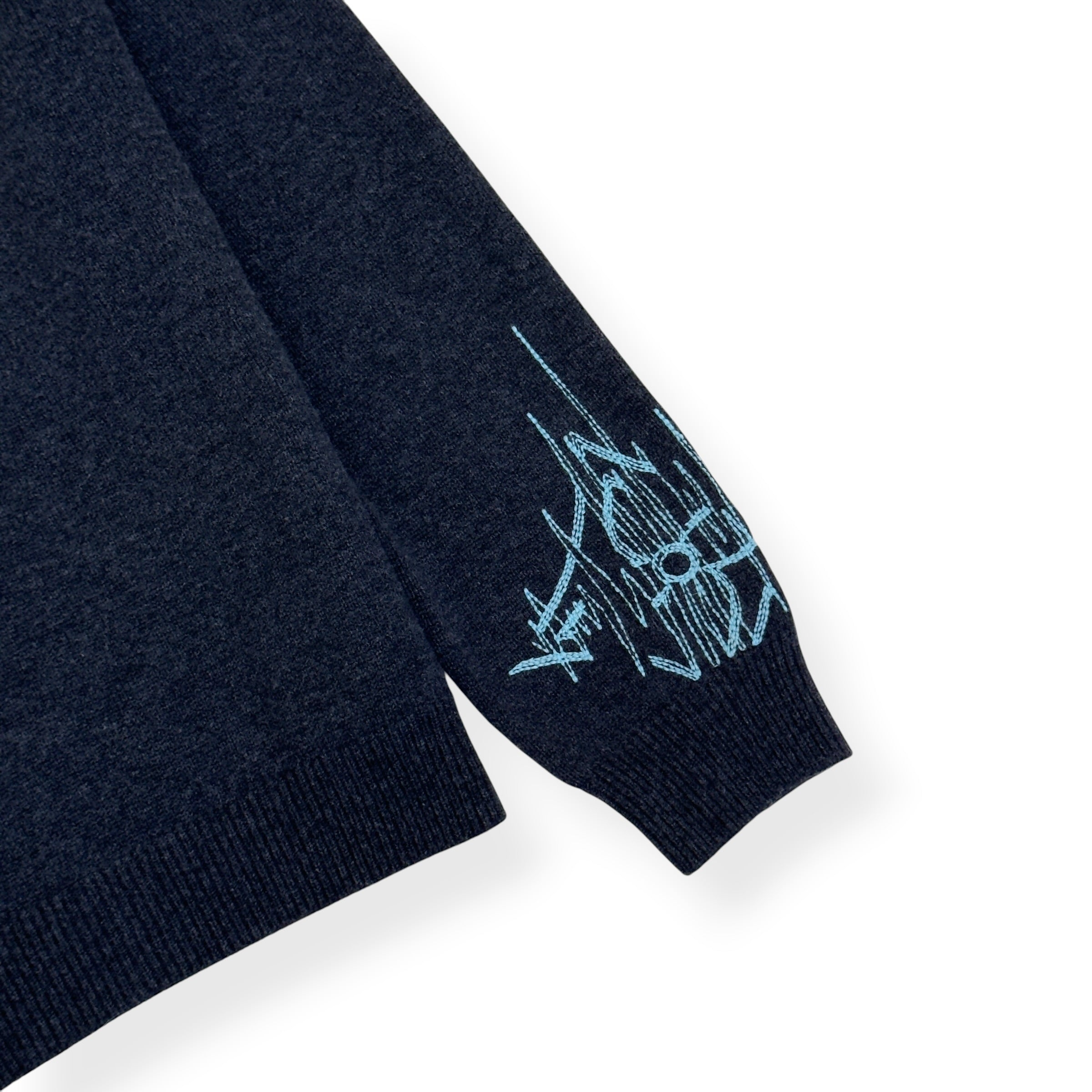 LOUIS VUITTON LV FREQUENCY EMBROIDERED WOOL CARDIGAN GREY L