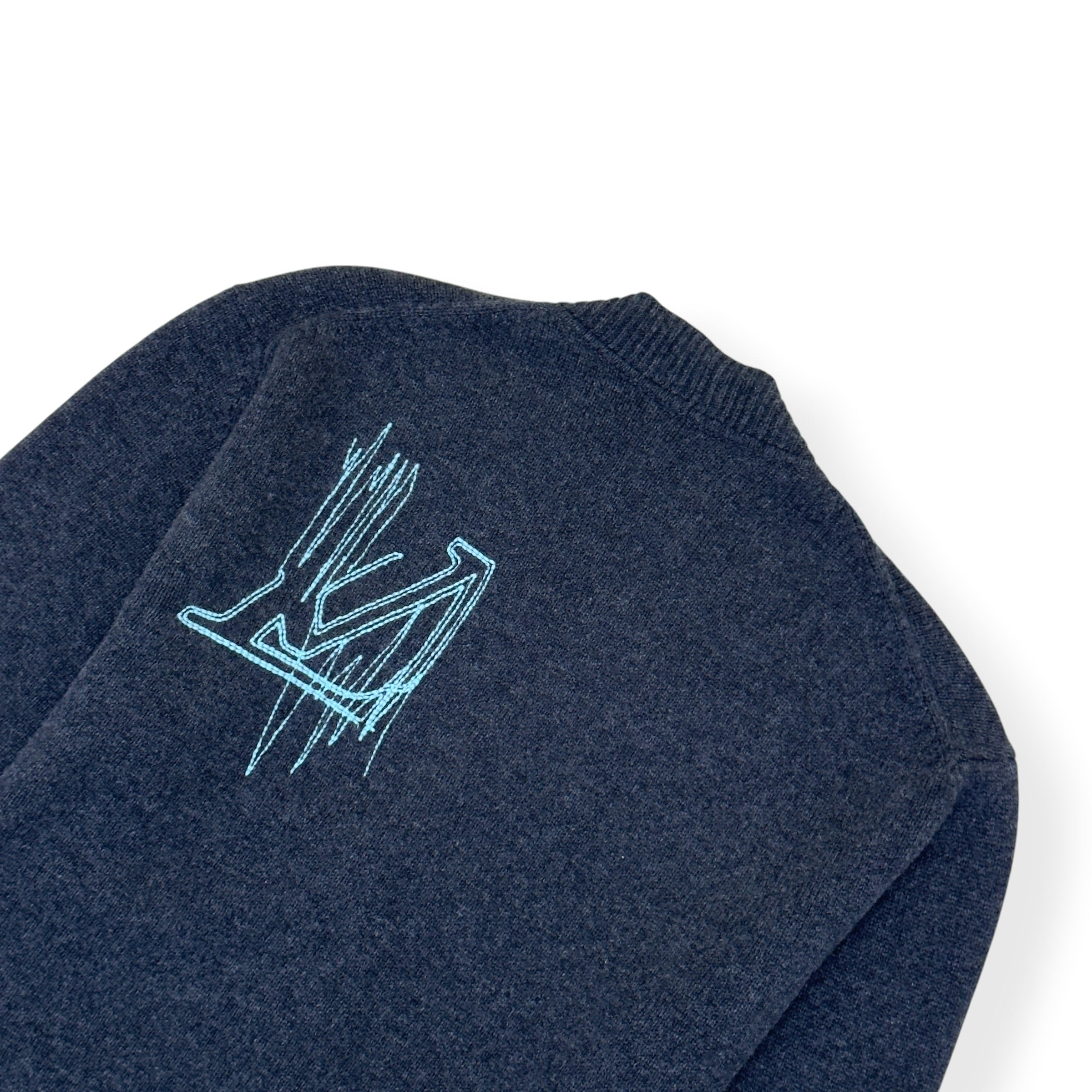 LOUIS VUITTON LV FREQUENCY EMBROIDERED WOOL CARDIGAN GREY L