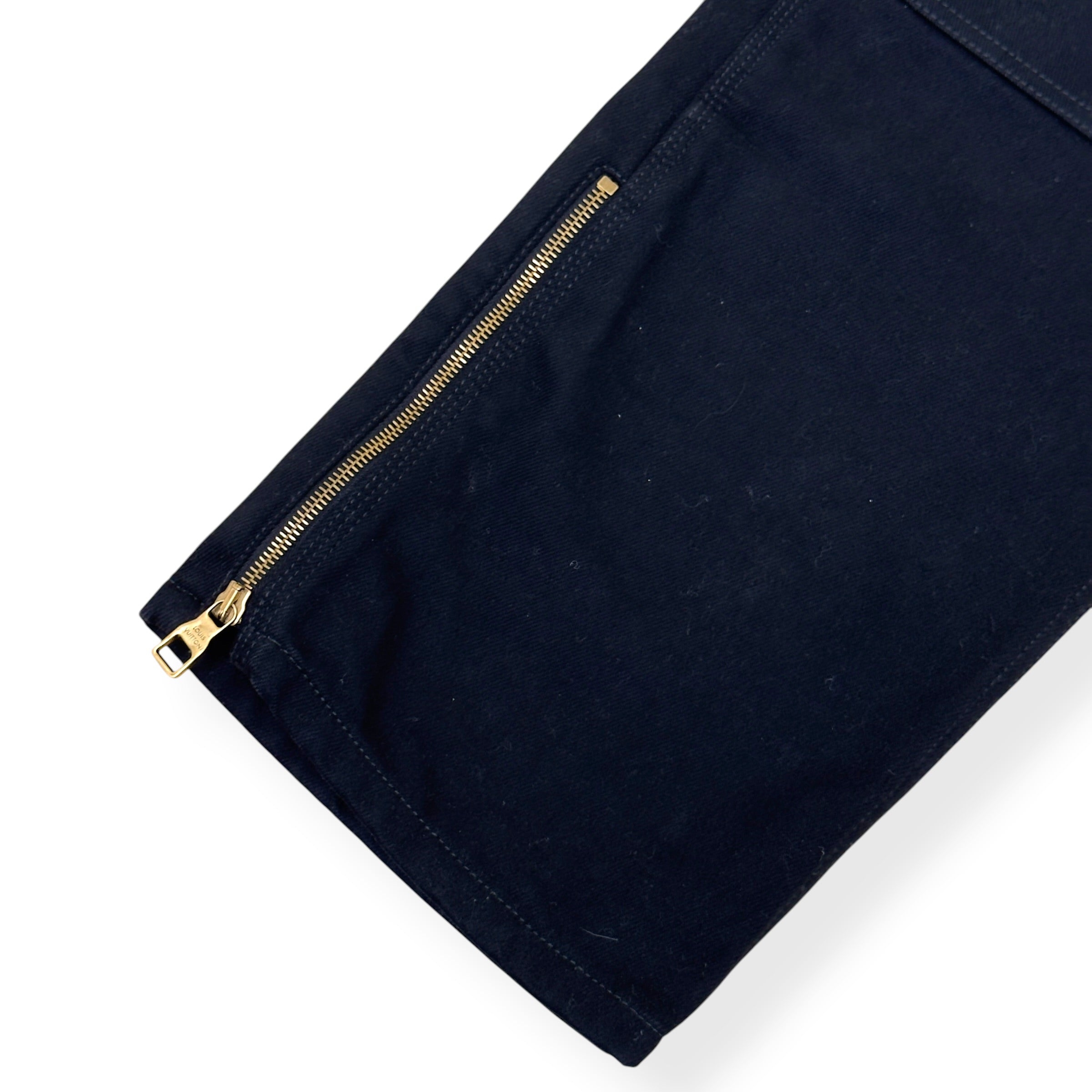 LOUIS VUITTON LV MONOGRAM DENIM WORKWEAR CARPENTER JEANS BLACK 34 / L