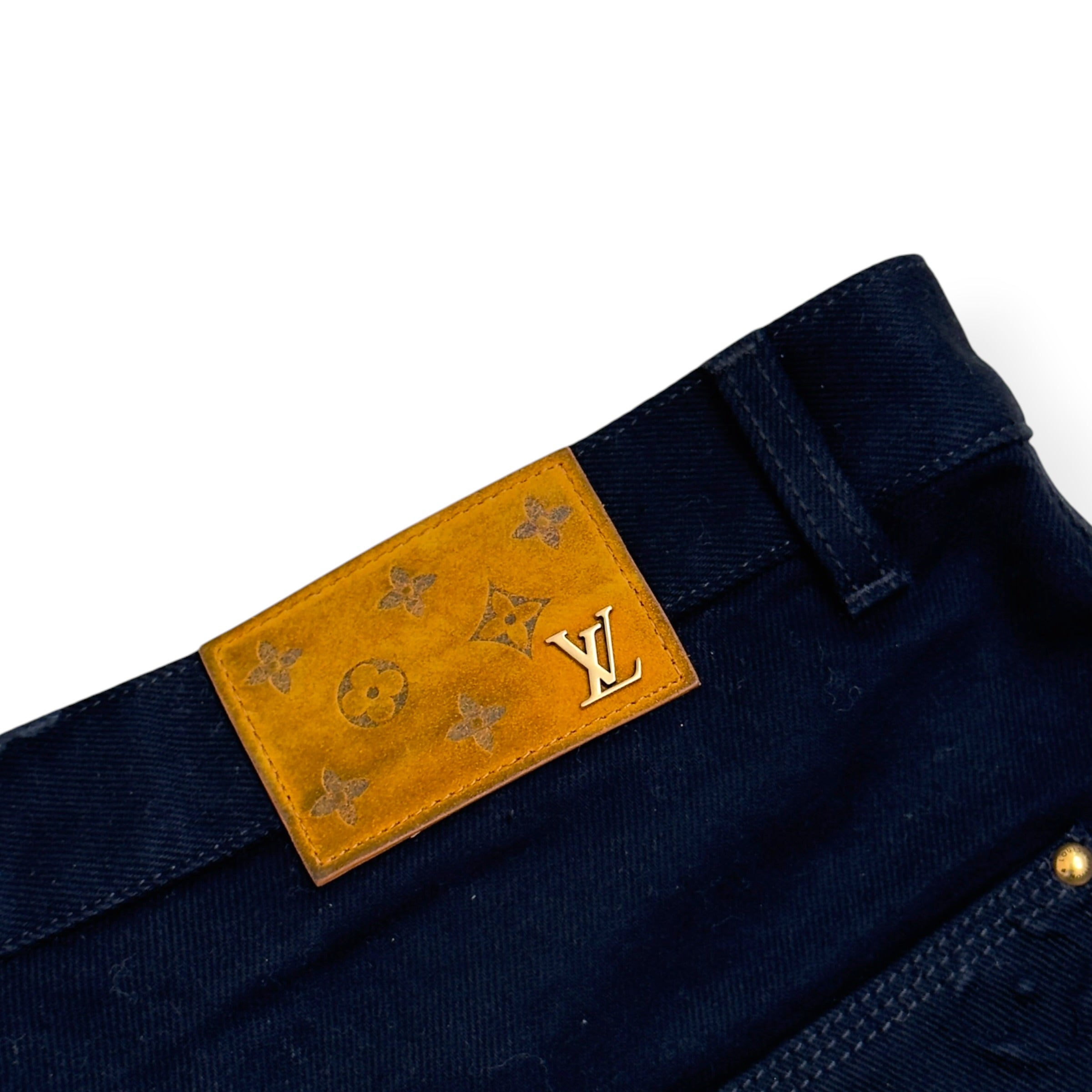 LOUIS VUITTON LV MONOGRAM DENIM WORKWEAR CARPENTER JEANS BLACK 34 / L