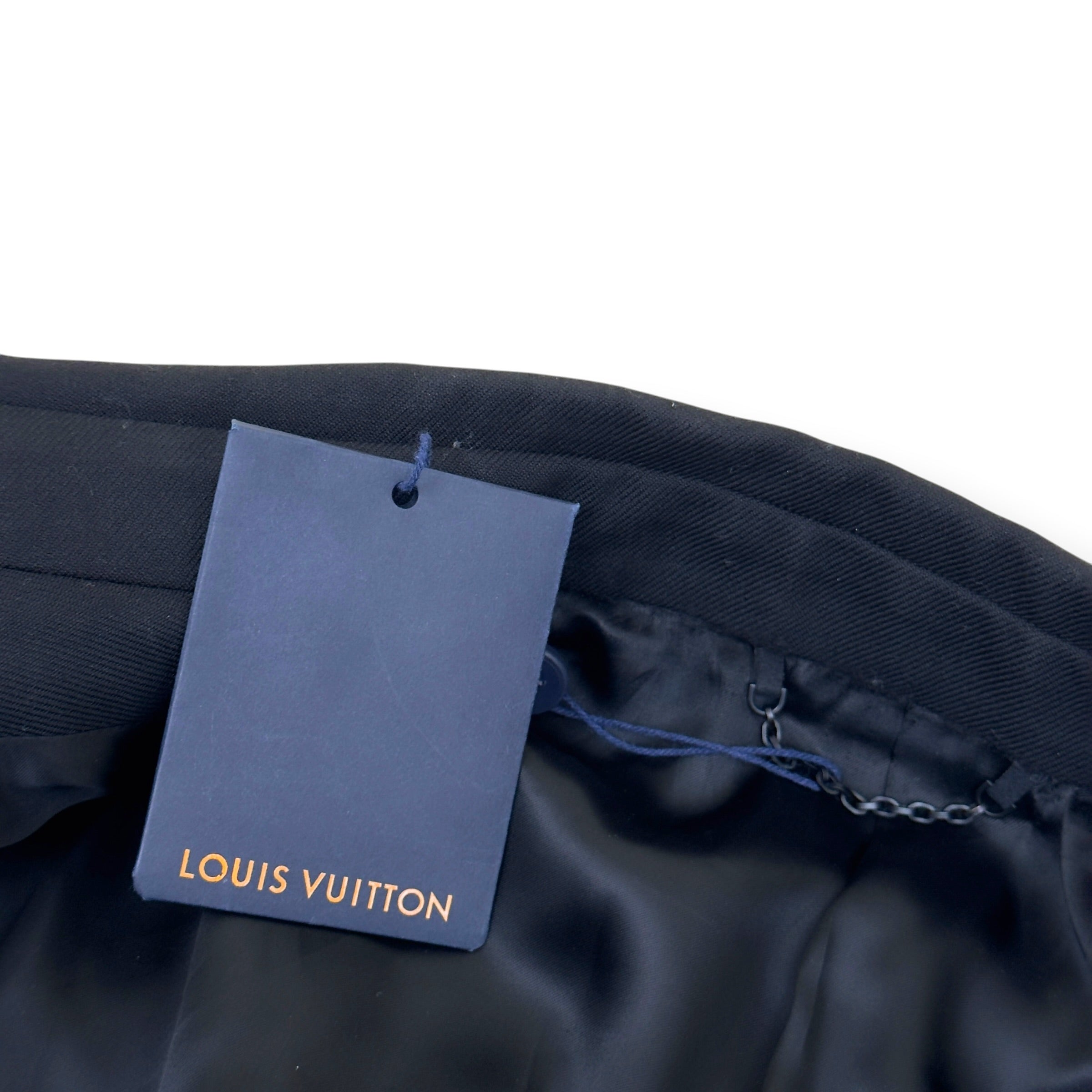 LOUIS VUITTON PEARL CALLIGRAPHY EMBELLISHED WOOL BLOUSON JACKET BLACK 54 / XL