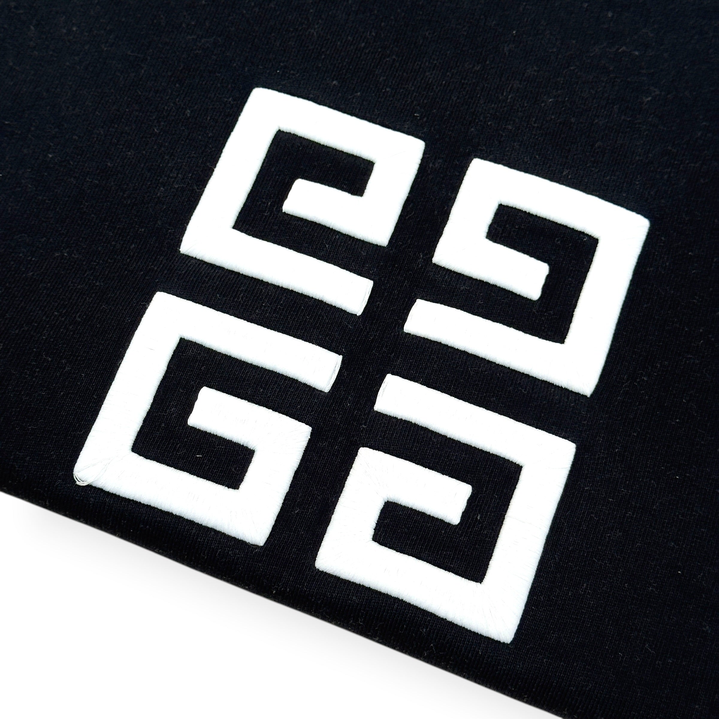 GIVENCHY LOGO EMBROIDERED COTTON HOODIE BLACK / WHITE L