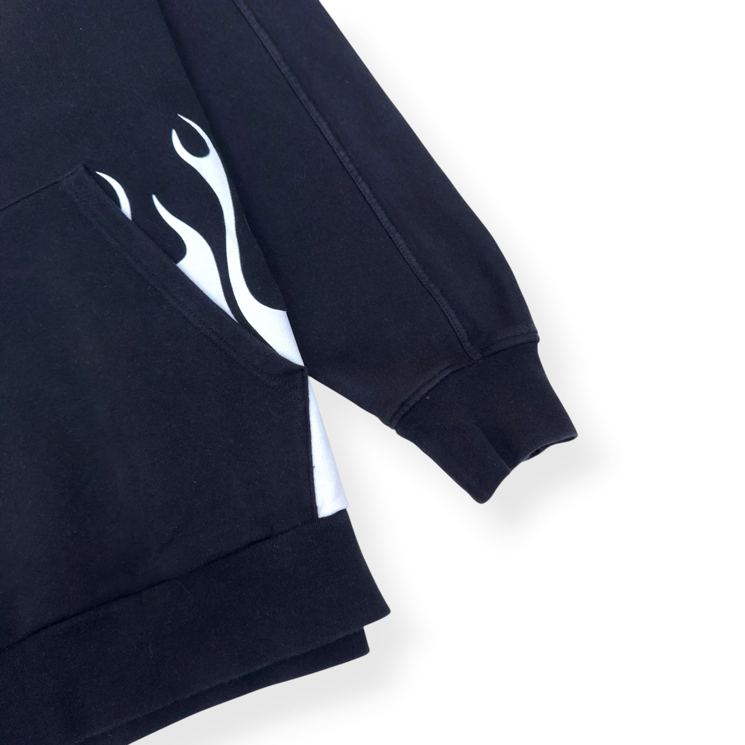 PALM ANGELS BURNING LOGO HOODIE BLACK / WHITE L