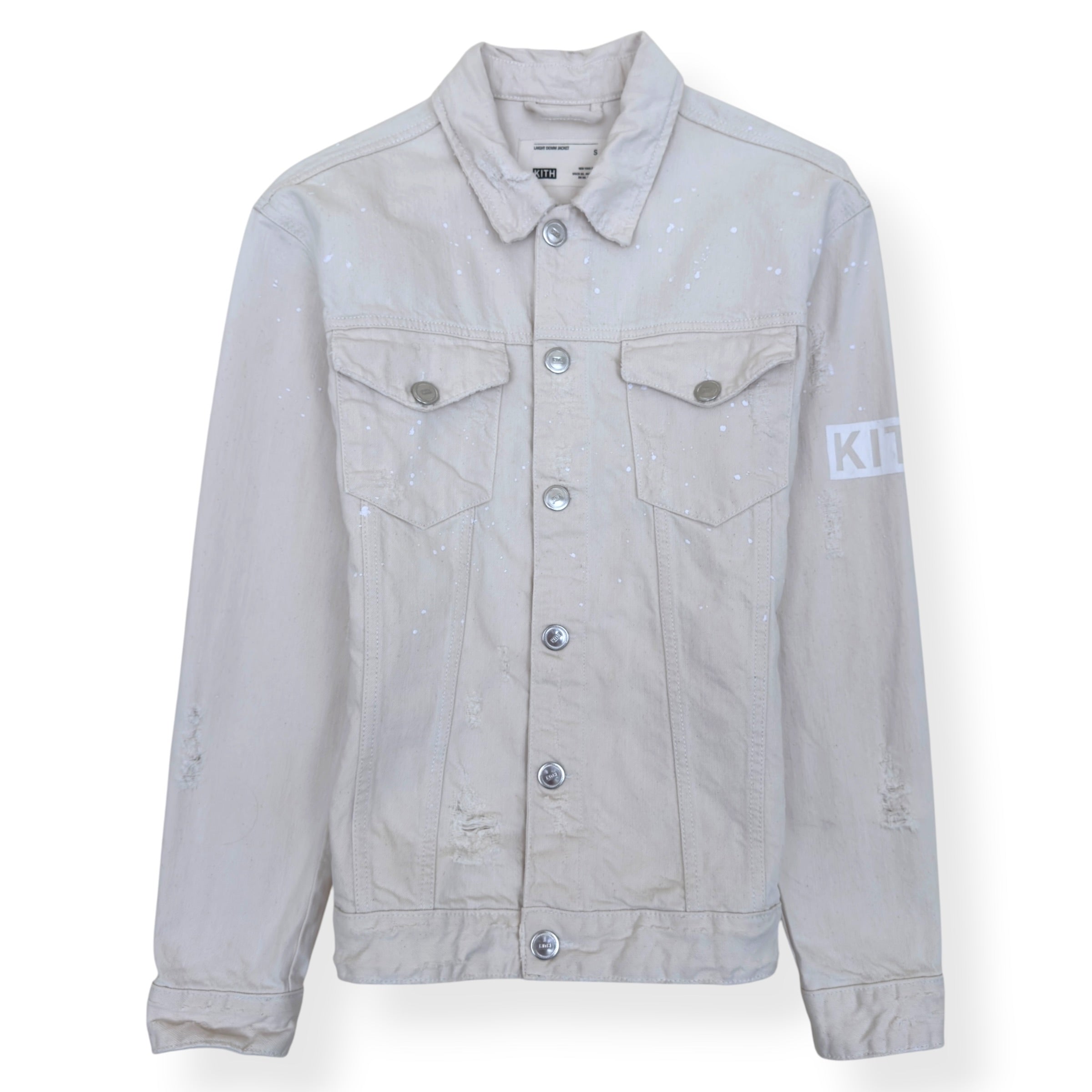 KITH DISTRESSED DENIM JACKET ECRU S