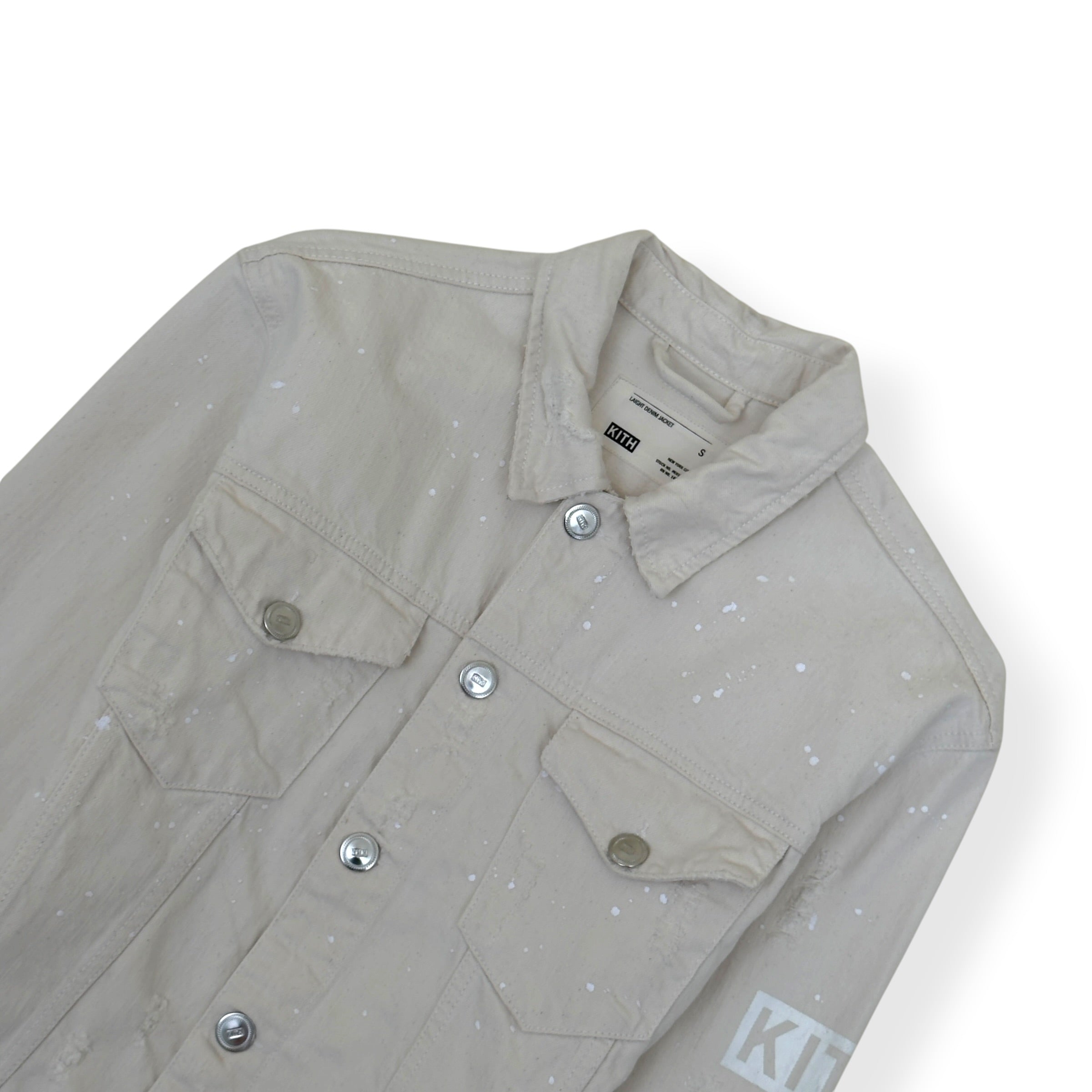KITH DISTRESSED DENIM JACKET ECRU S