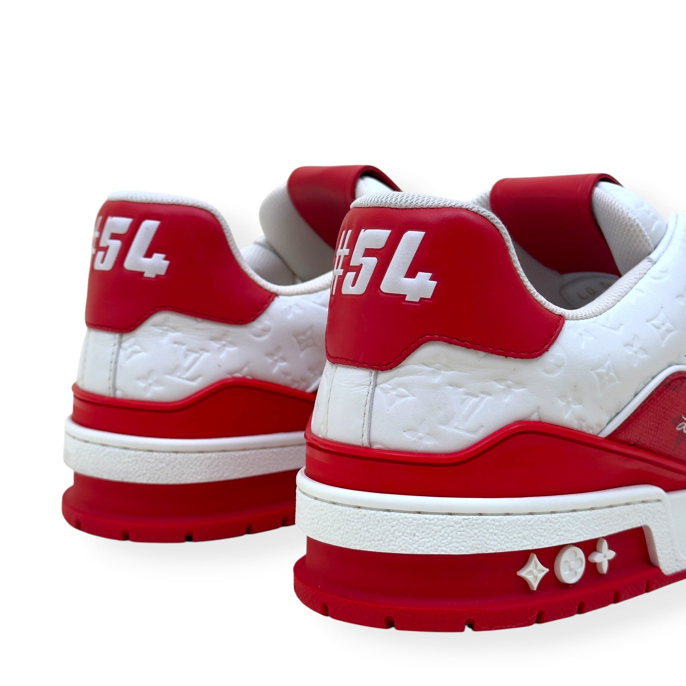 LOUIS VUITTON LV TRAINER SNEAKER RED WHITE MONOGRAM UK10