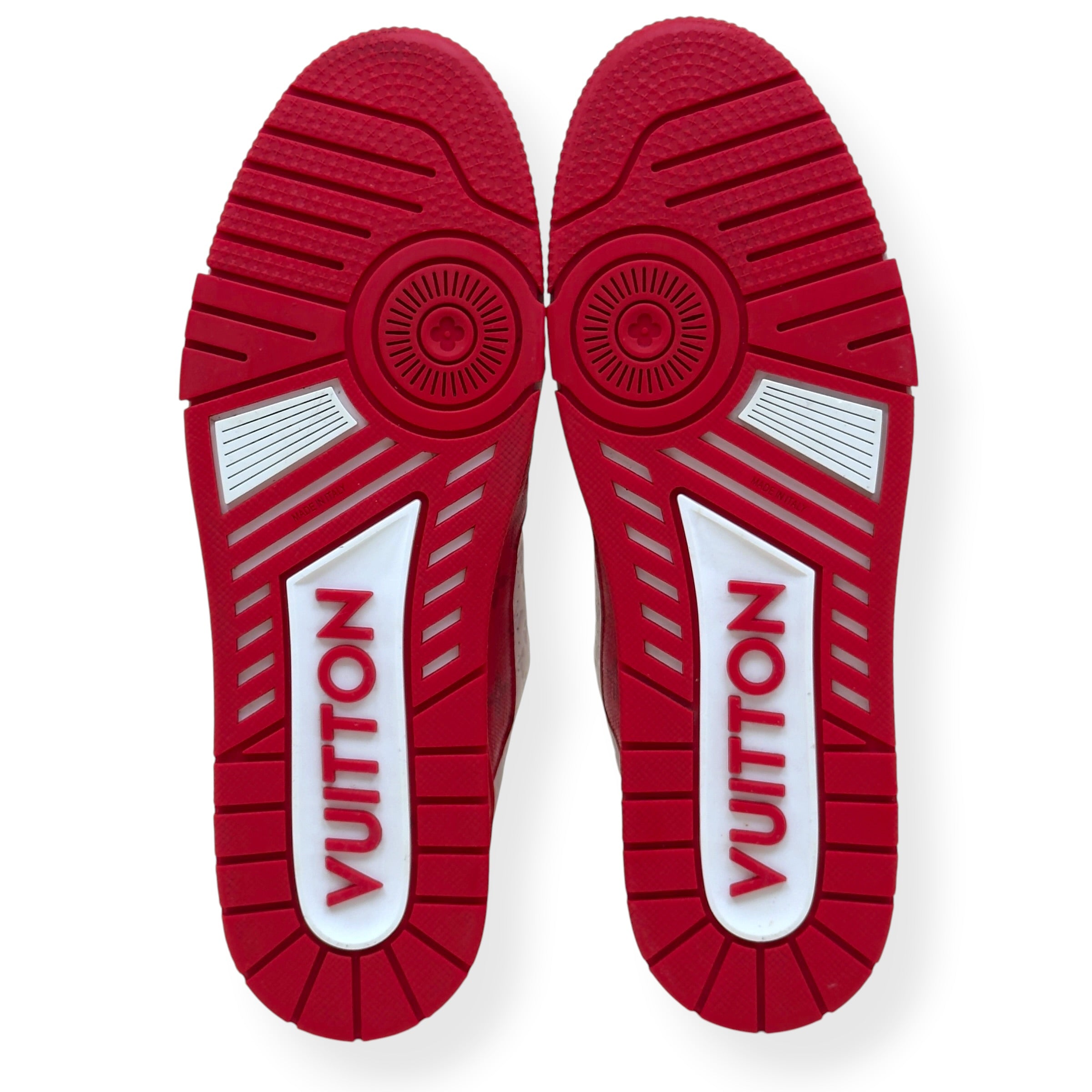 LOUIS VUITTON LV TRAINER SNEAKER RED WHITE MONOGRAM UK10