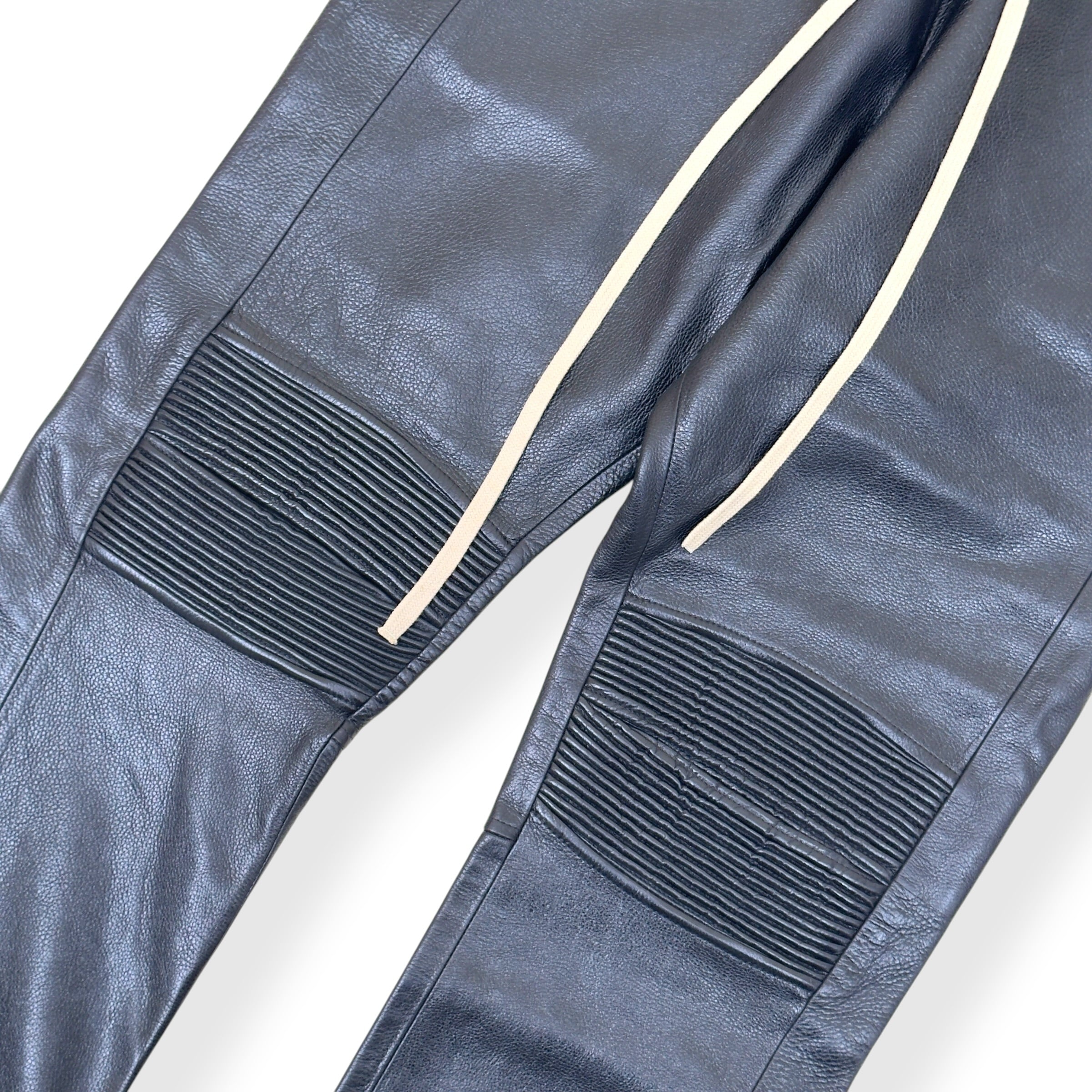 FEAR OF GOD STRAIGHT-LEG FULL-GRAIN LEATHER TROUSERS BLACK L