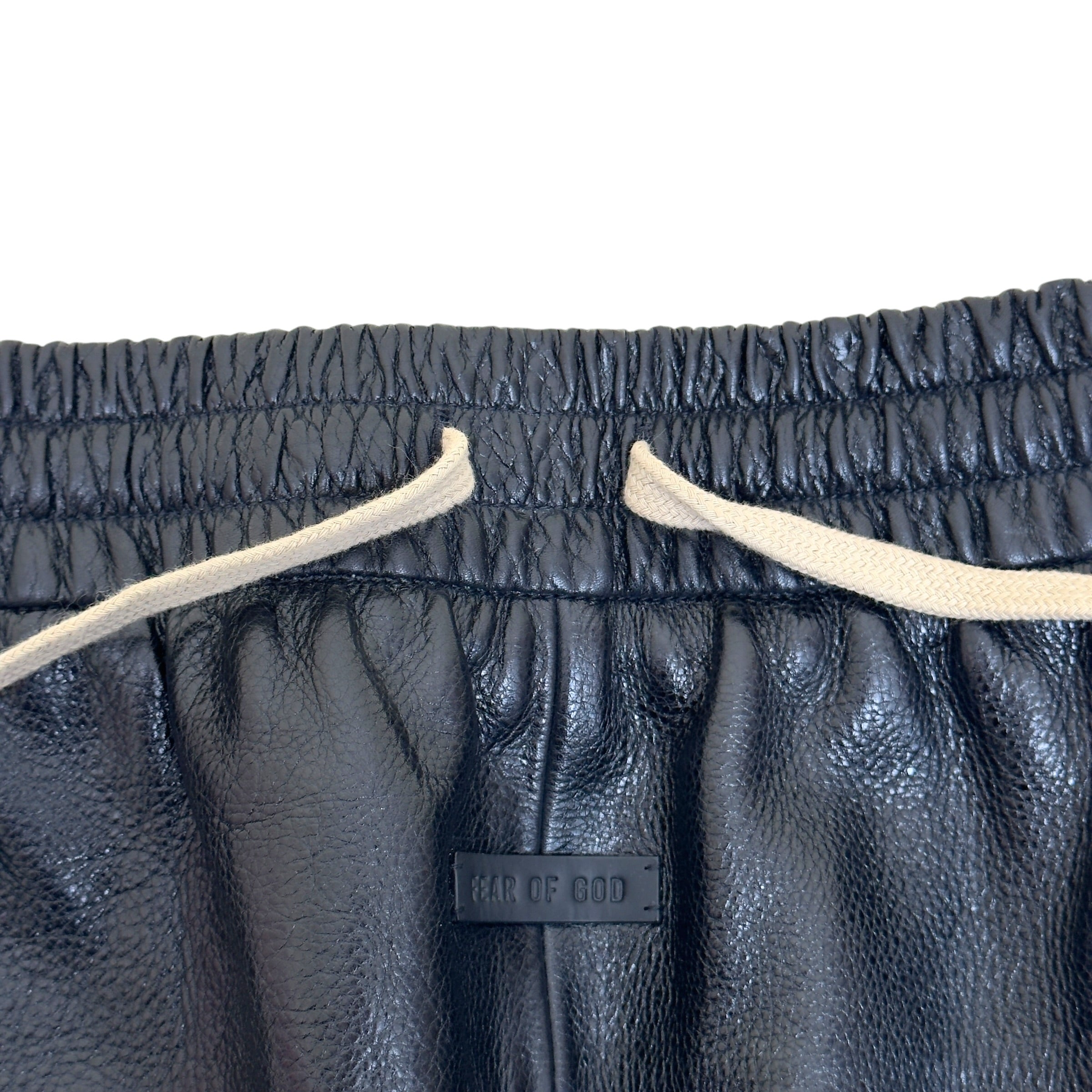 FEAR OF GOD STRAIGHT-LEG FULL-GRAIN LEATHER TROUSERS BLACK L