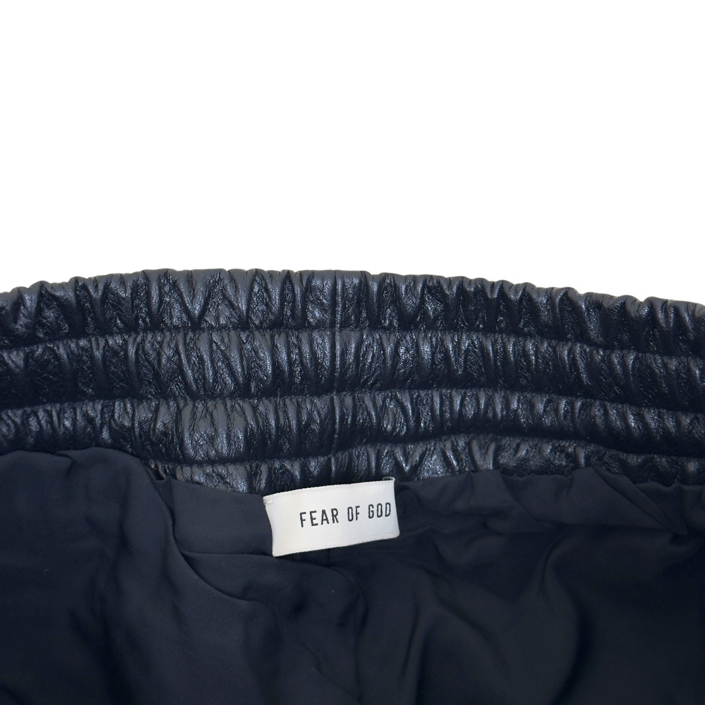 FEAR OF GOD STRAIGHT-LEG FULL-GRAIN LEATHER TROUSERS BLACK L