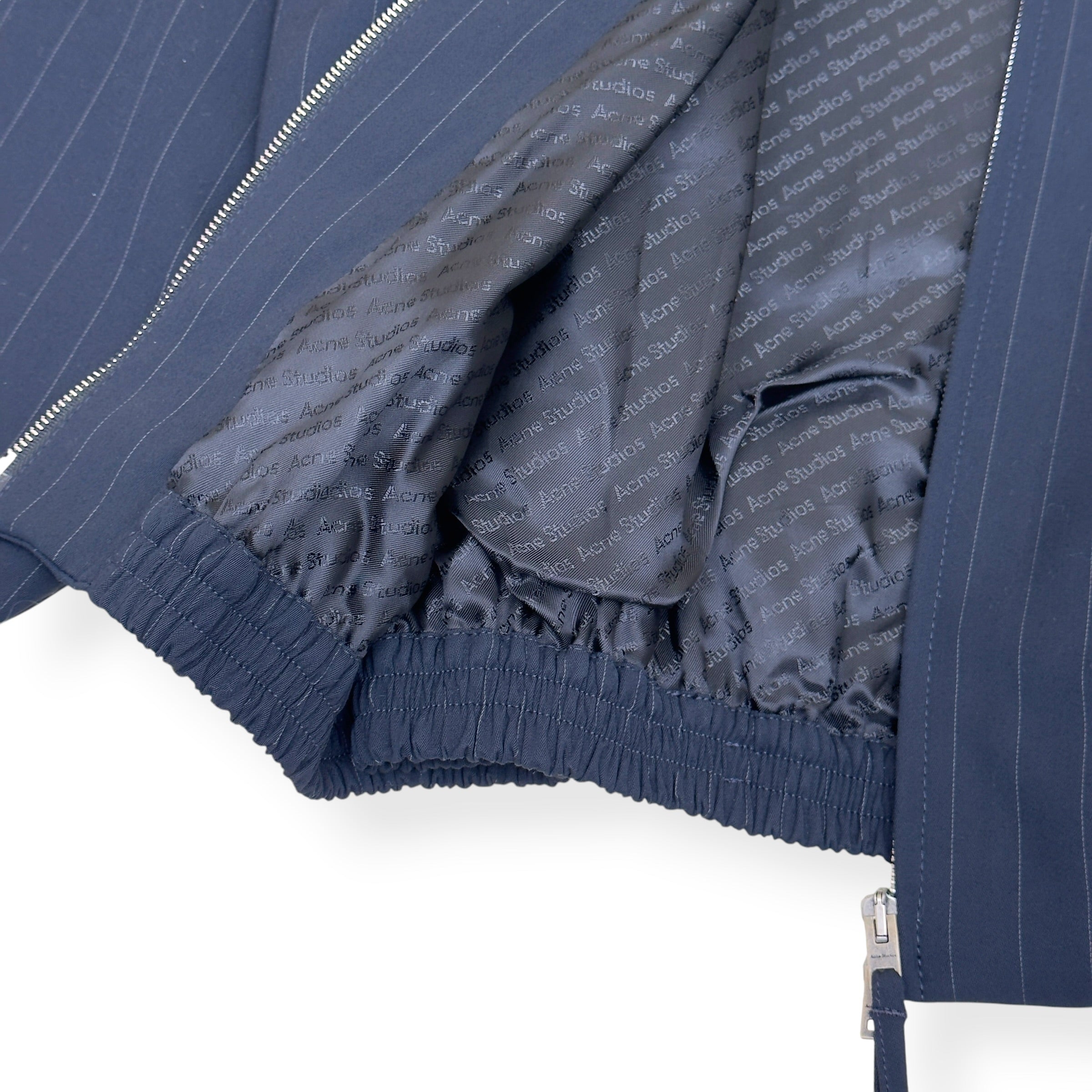 ACNE STUDIOS PINSTRIPE ZIP JACKET NAVY 50 / M