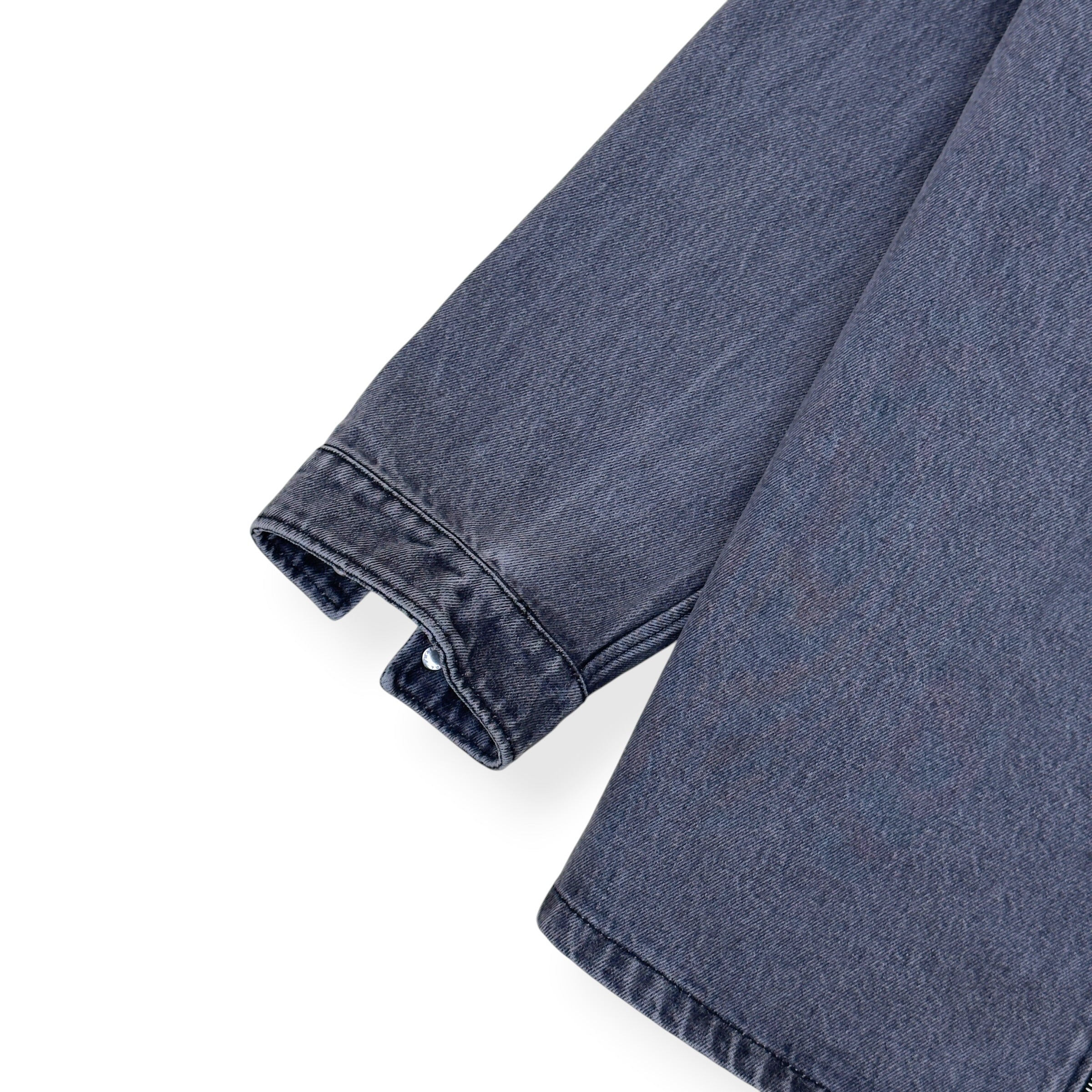 PRADA TRIANGLE LOGO DENIM ZIP OVERSHIRT GREY XXL