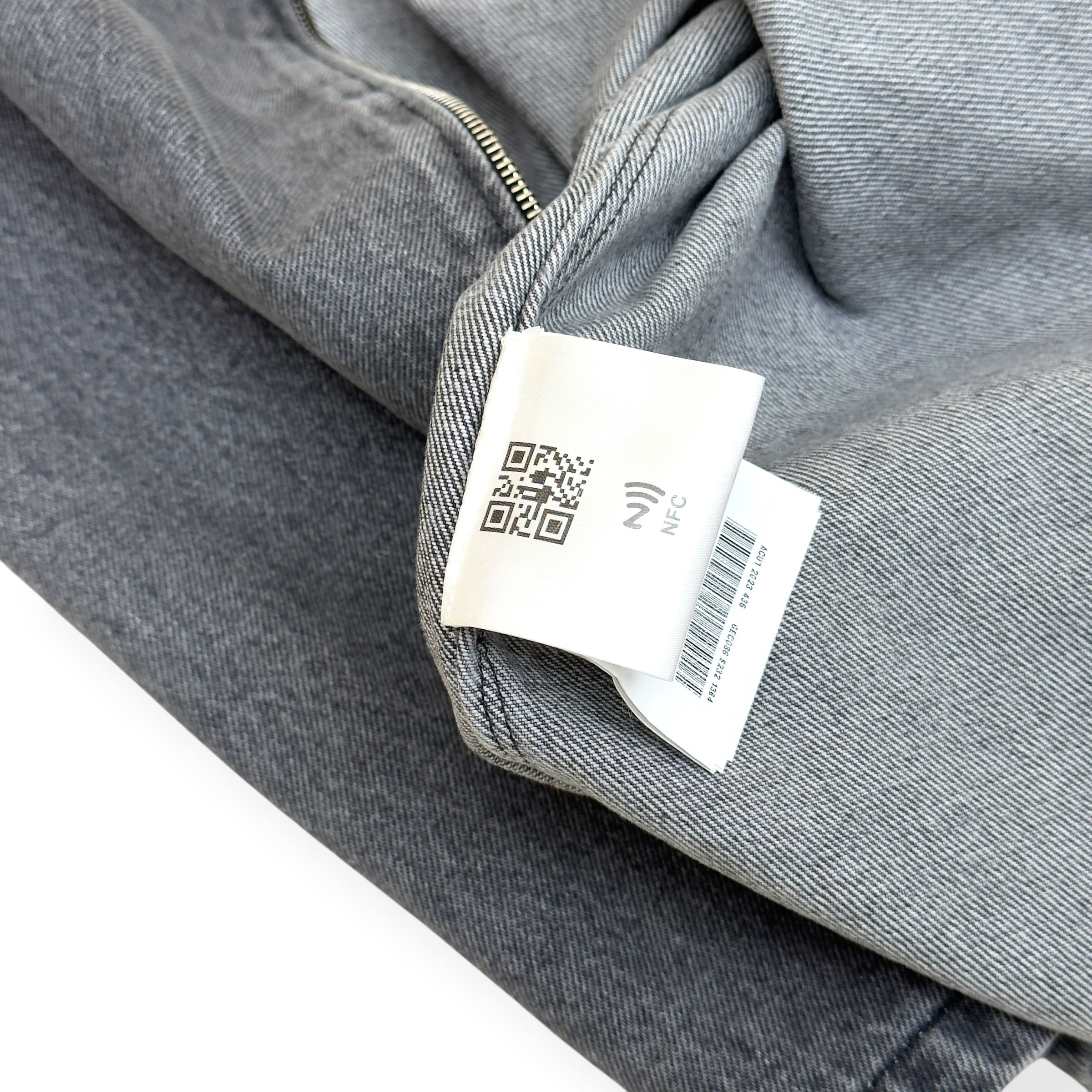 PRADA TRIANGLE LOGO DENIM ZIP OVERSHIRT GREY XXL