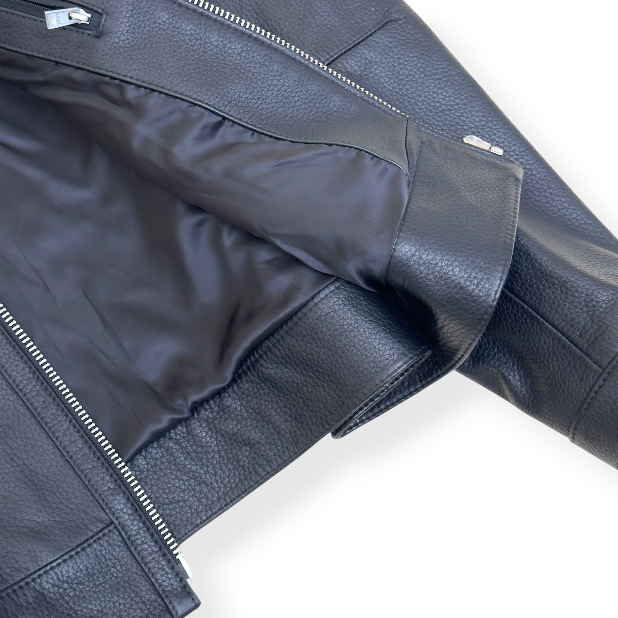 BOSS LEATHER ZIP JACKET NAVY 52 / XL
