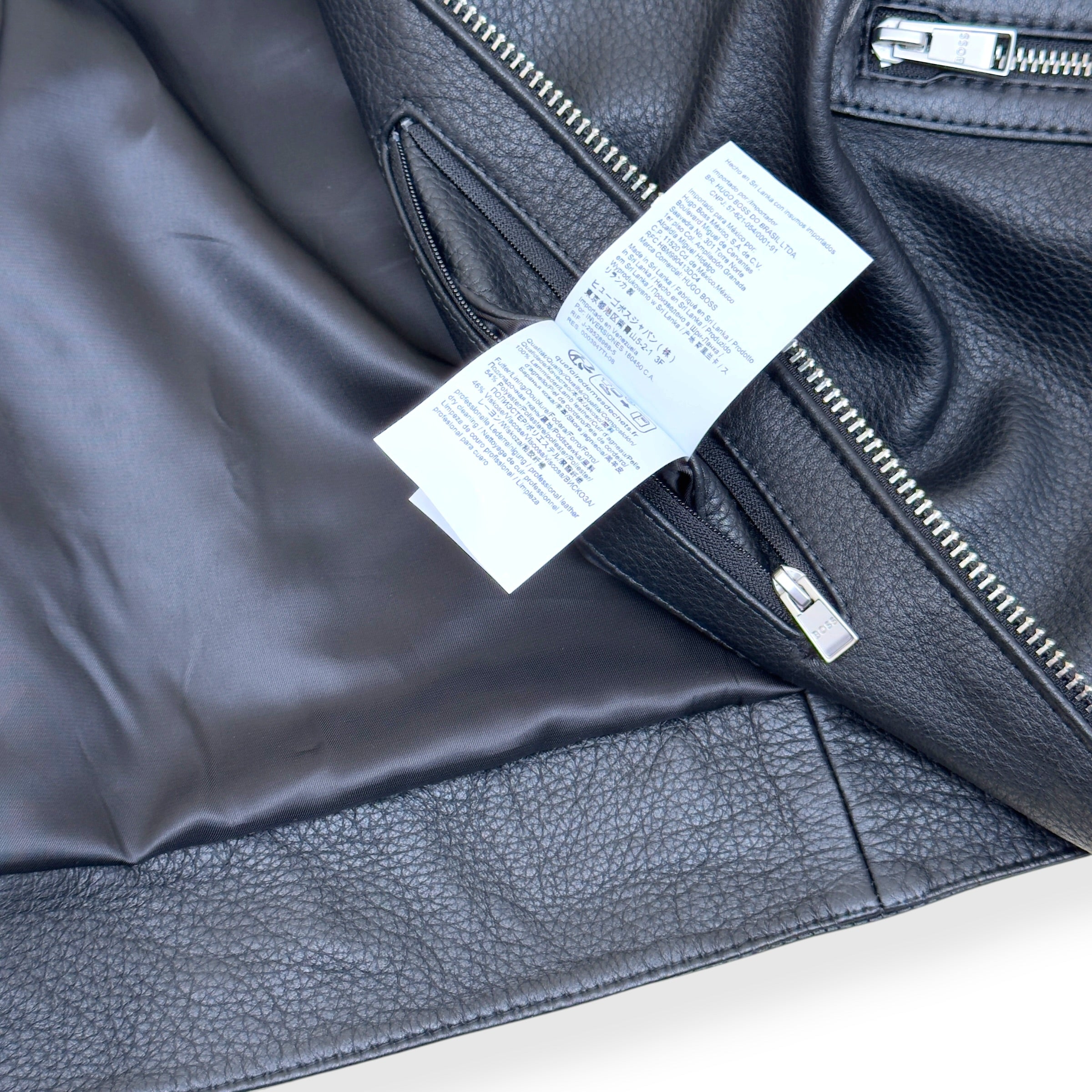 BOSS LEATHER ZIP JACKET NAVY 52 / XL