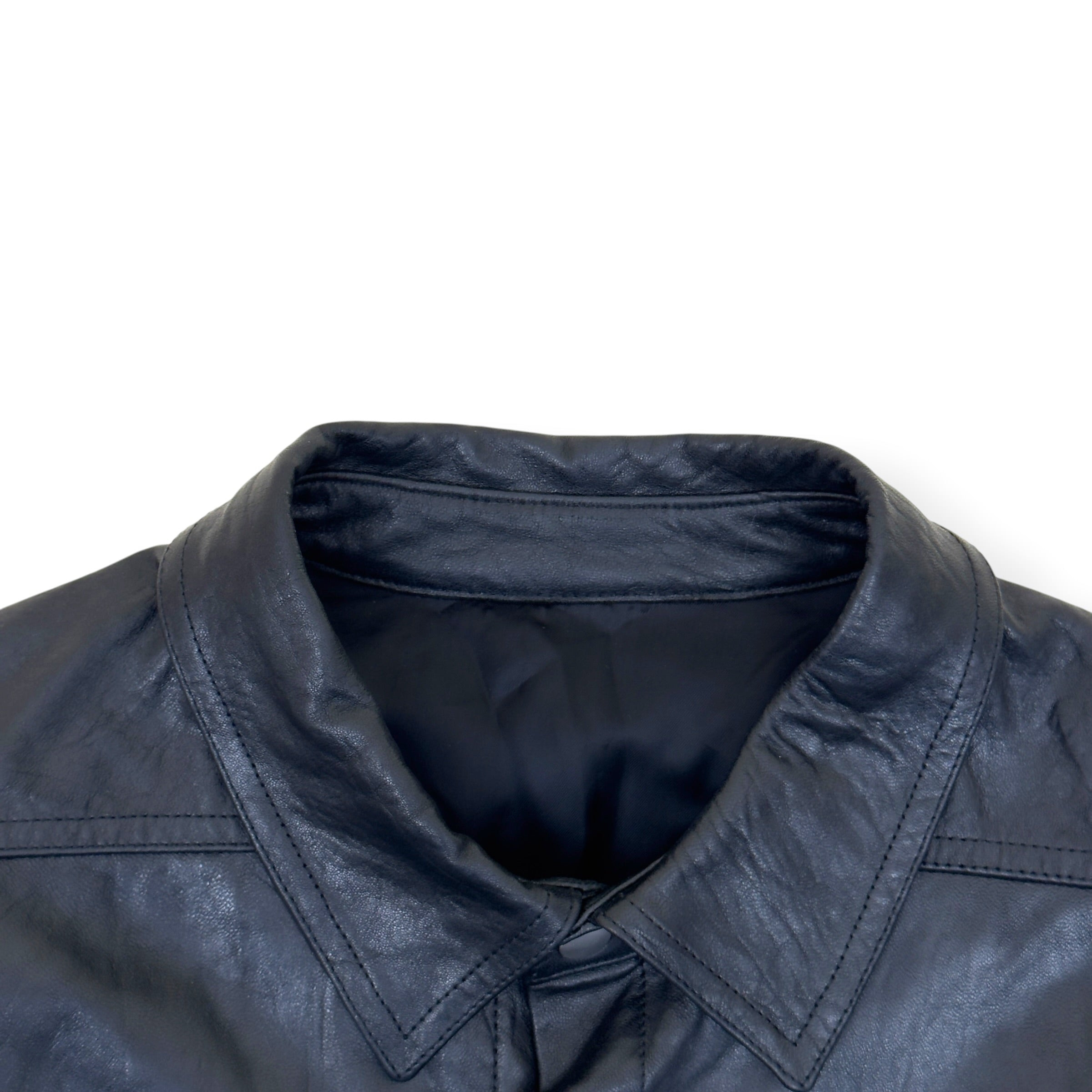 RICK OWENS PORTERVILLE OVERSIZED LEATHER SHIRT BLACK 52 / XL