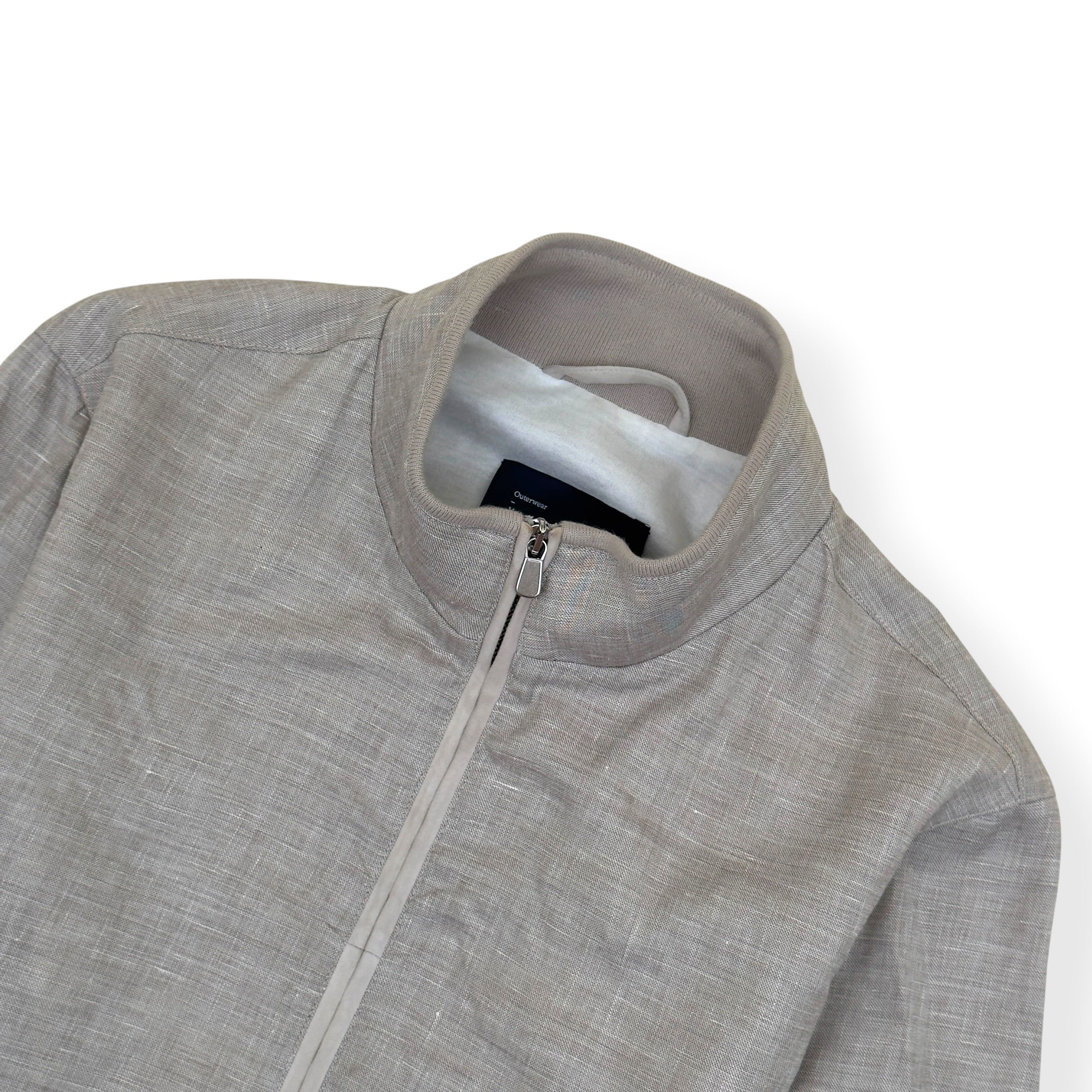 THOM SWEENEY WOOL / LINEN SILK ZIP-UP JACKET GREY 52 / L