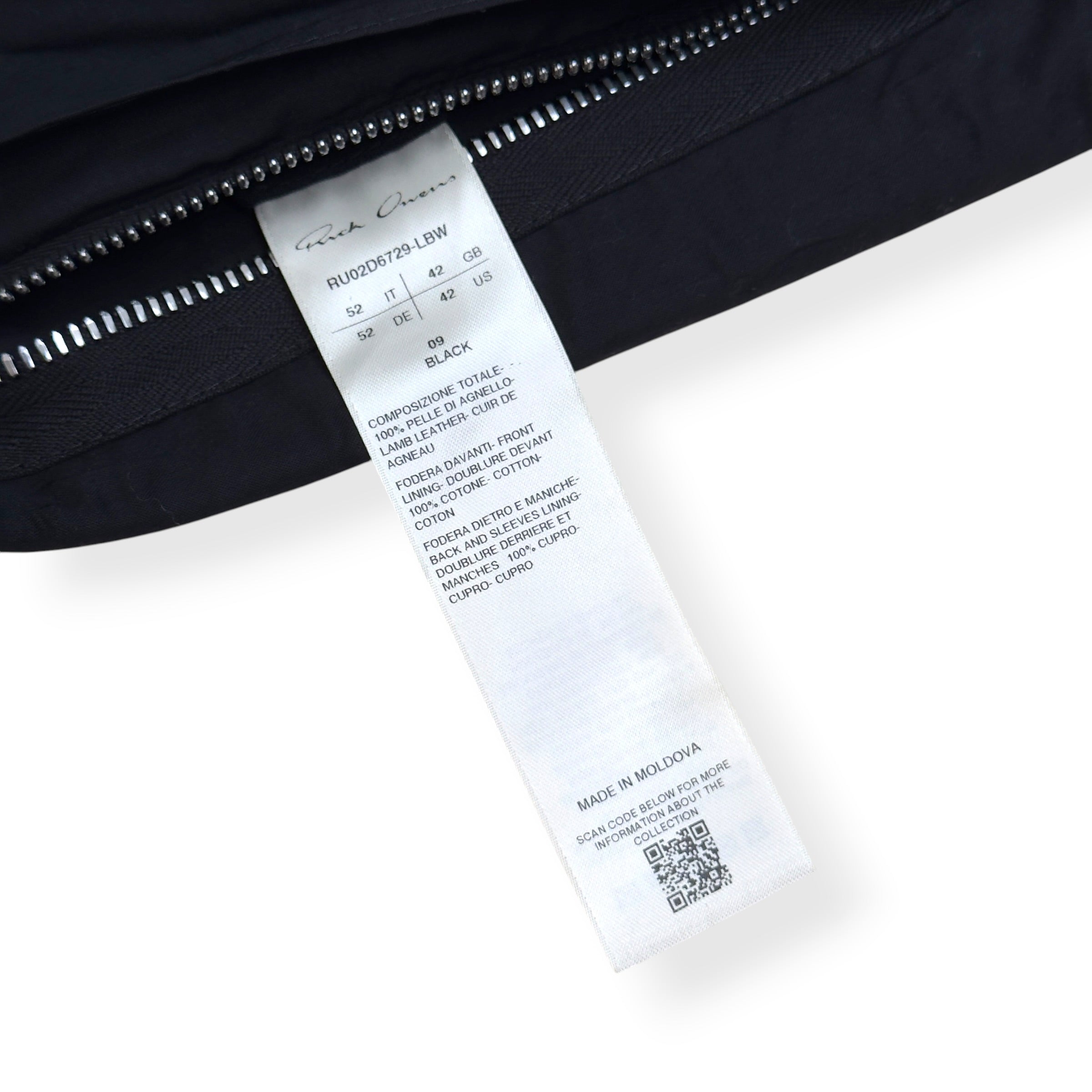RICK OWENS PORTERVILLE OVERSIZED LEATHER SHIRT BLACK 52 / XL
