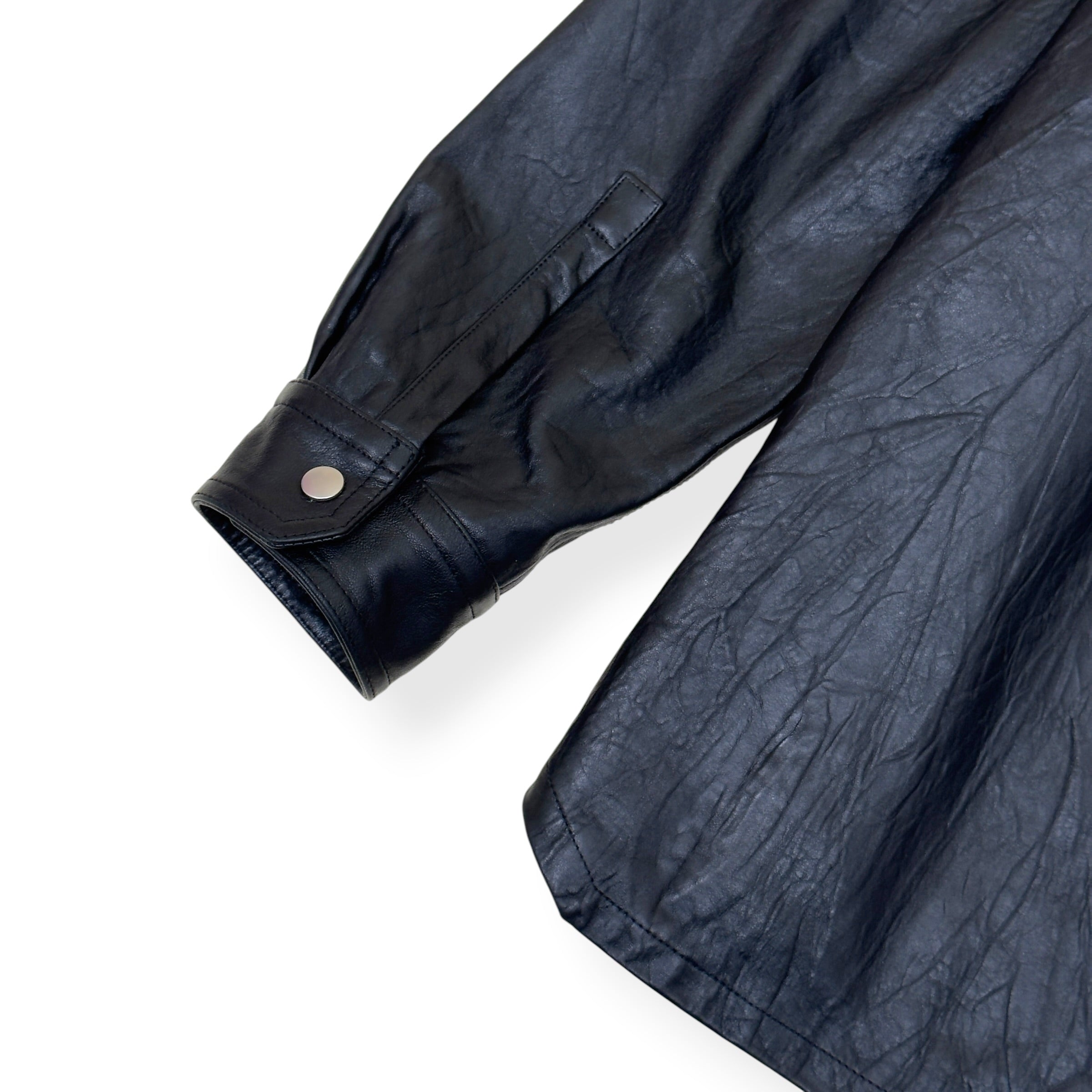 RICK OWENS PORTERVILLE OVERSIZED LEATHER SHIRT BLACK 52 / XL