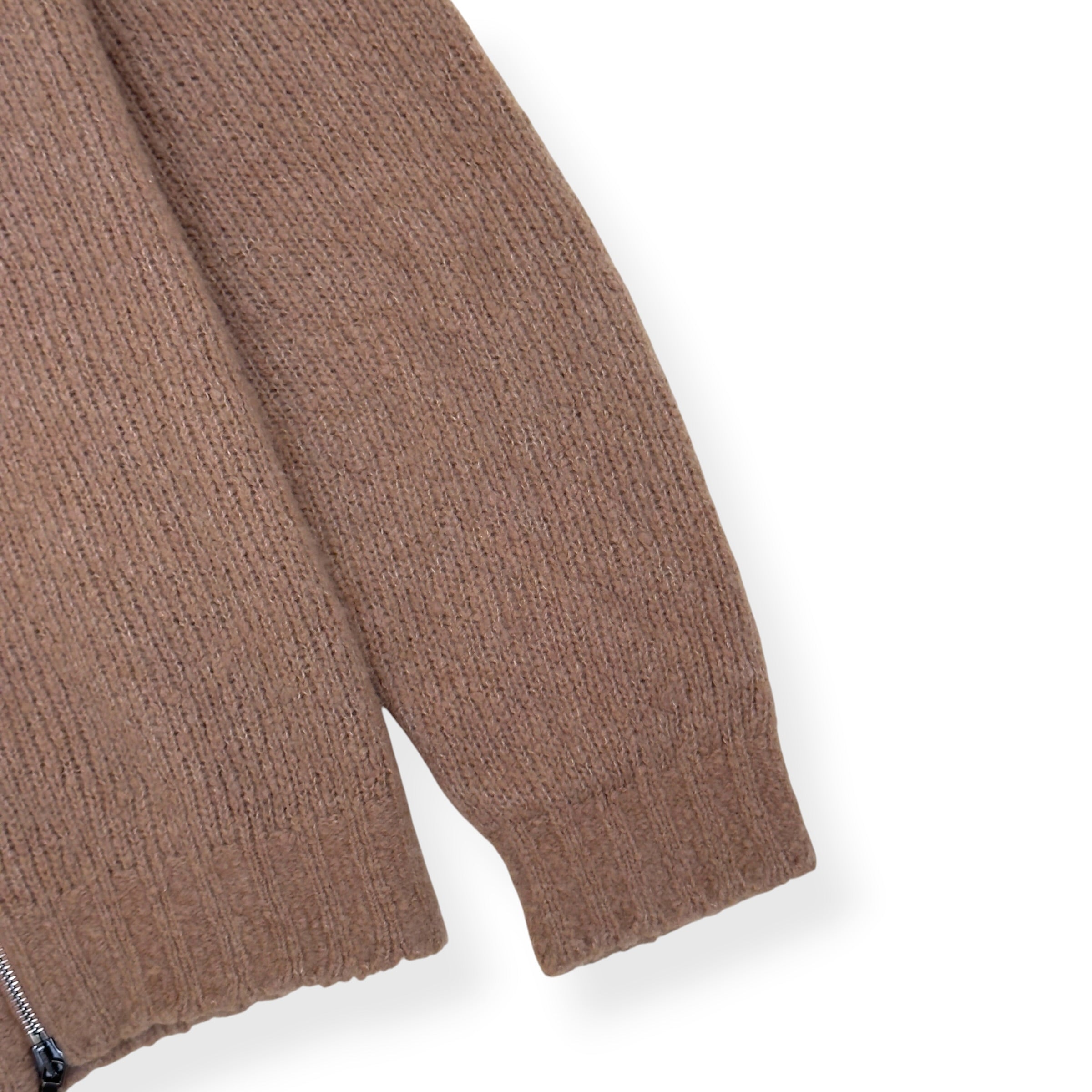 THOM SWEENEY MERINO / CASHMERE RIBBED ZIP-UP CARDIGAN CAMEL M