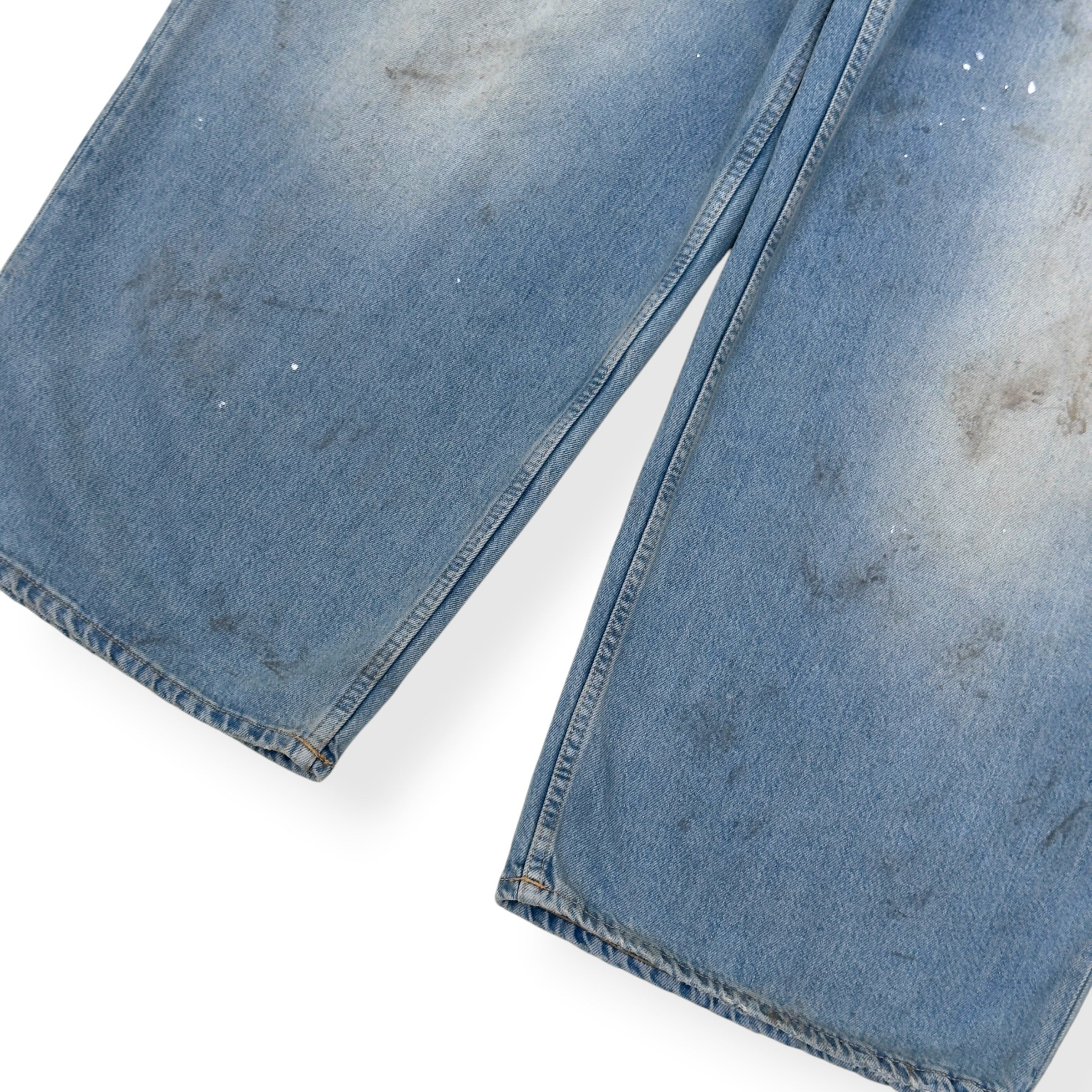 ACNE STUDIOS 2023M PAINT SPLATTER WIDE LEG JEANS BLUE EUR 50 / L