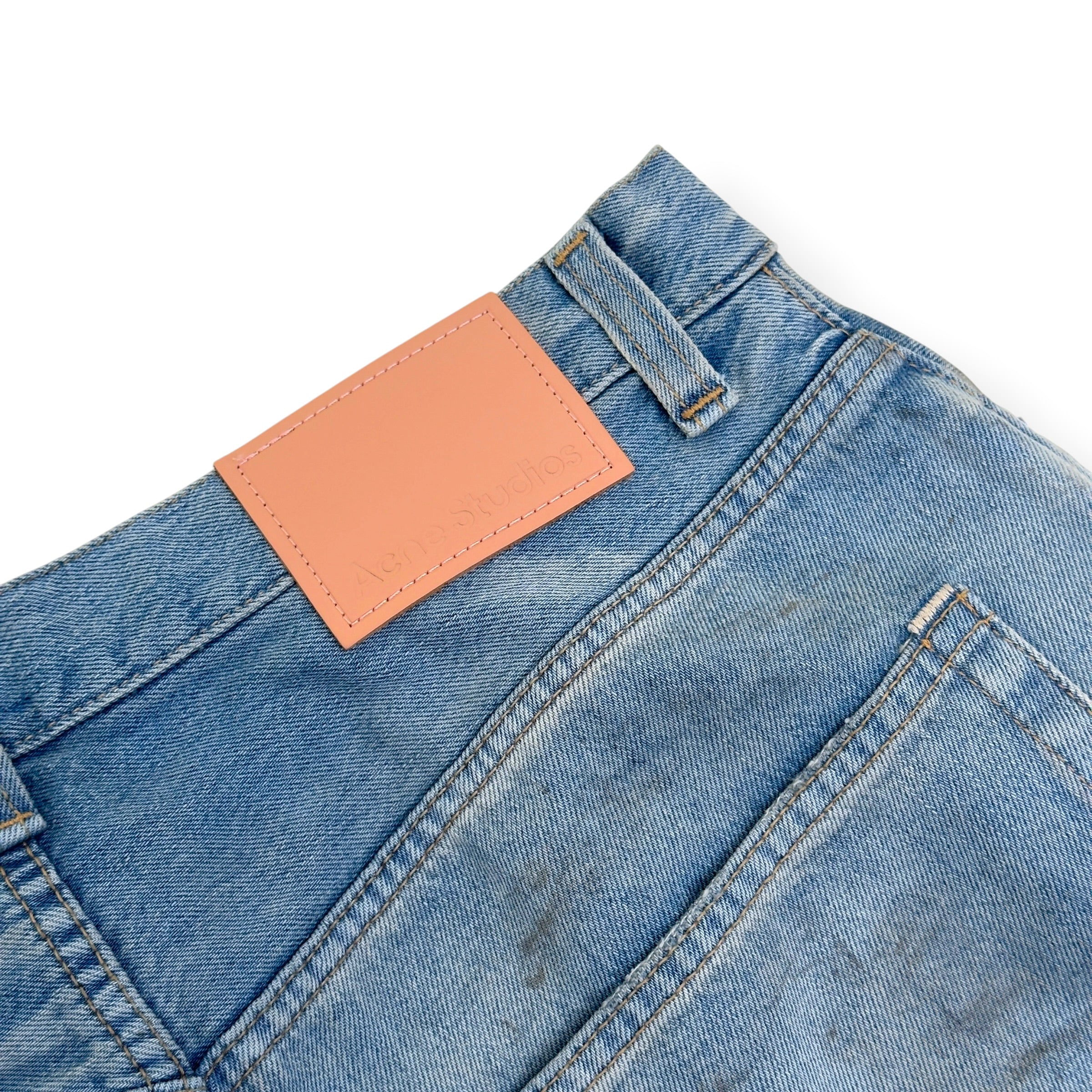 ACNE STUDIOS 2023M PAINT SPLATTER WIDE LEG JEANS BLUE EUR 50 / L