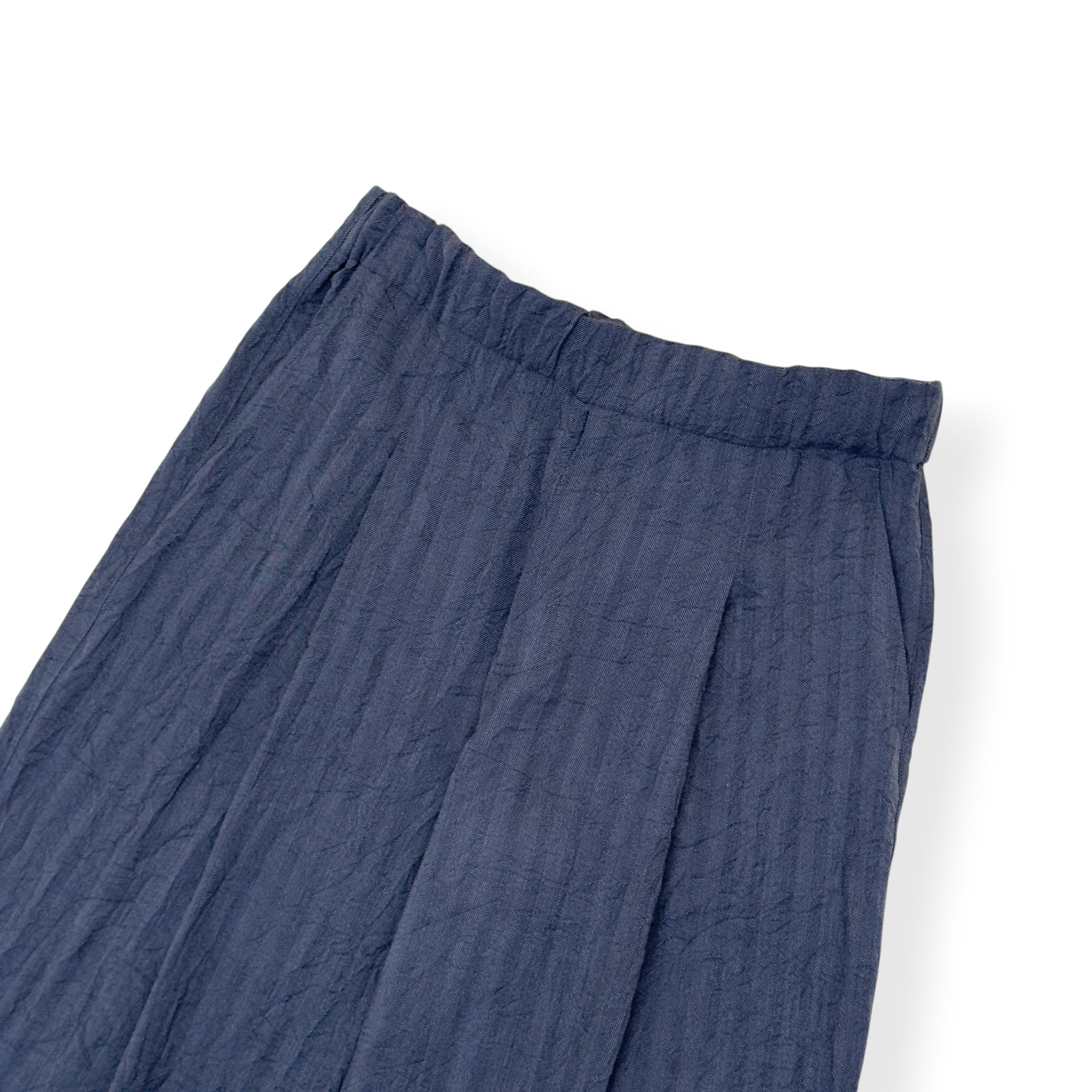 DRIES VAN NOTEN HERRINGBONE WIDE LEG TROUSERS NAVY L