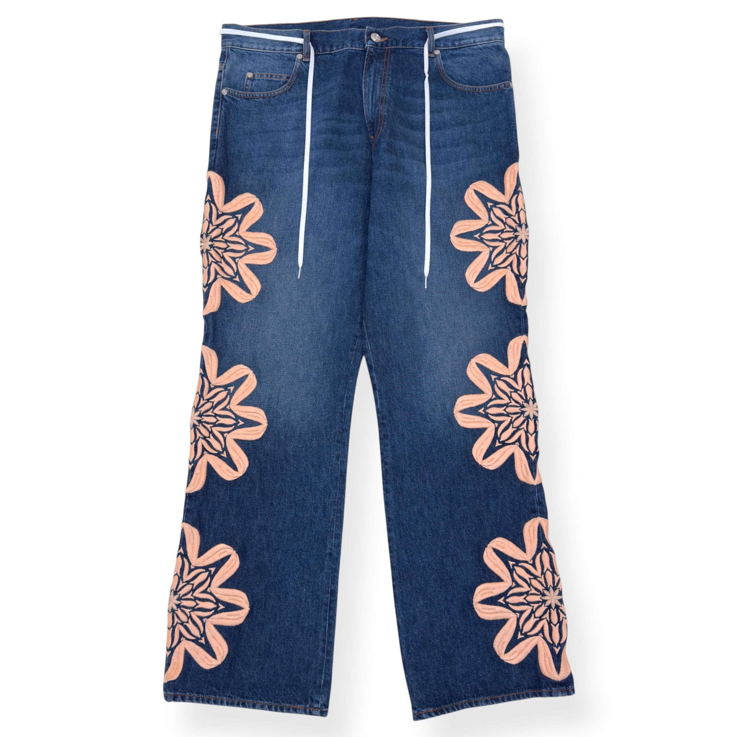 BLUEMARBLE FLORAL EMBROIDERED WIDE LEG JEANS BLUE 34 / M