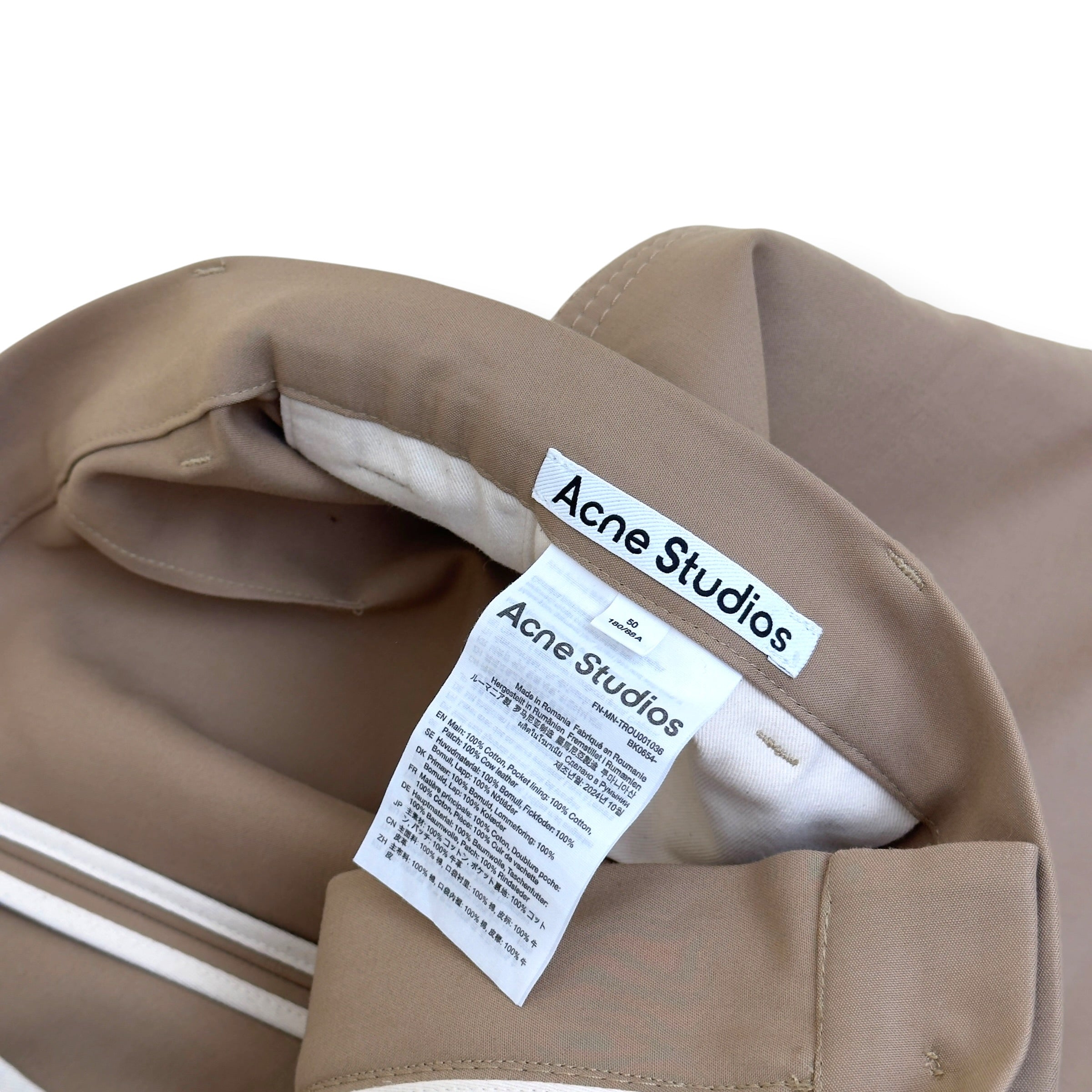 ACNE STUDIOS WIDE LEG TROUSERS BEIGE 50 / L