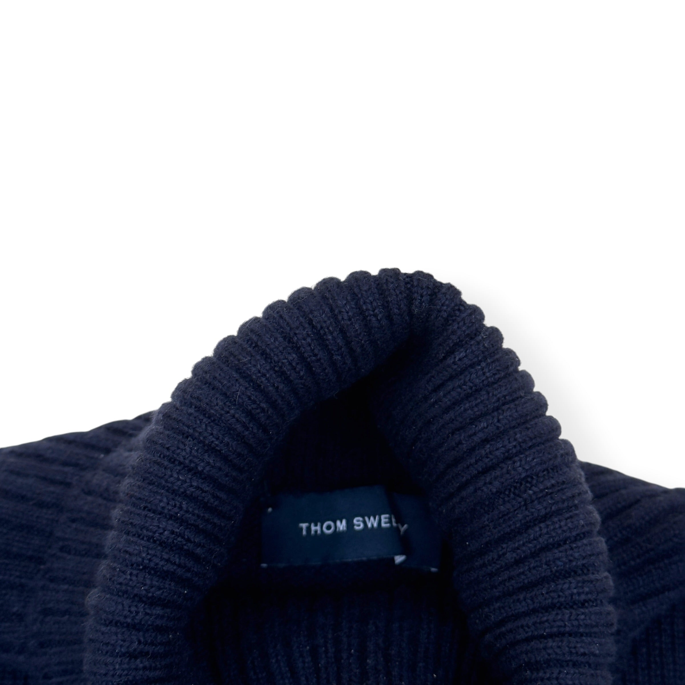 THOM SWEENEY CASHMERE ROLL NECK SWEATER NAVY M