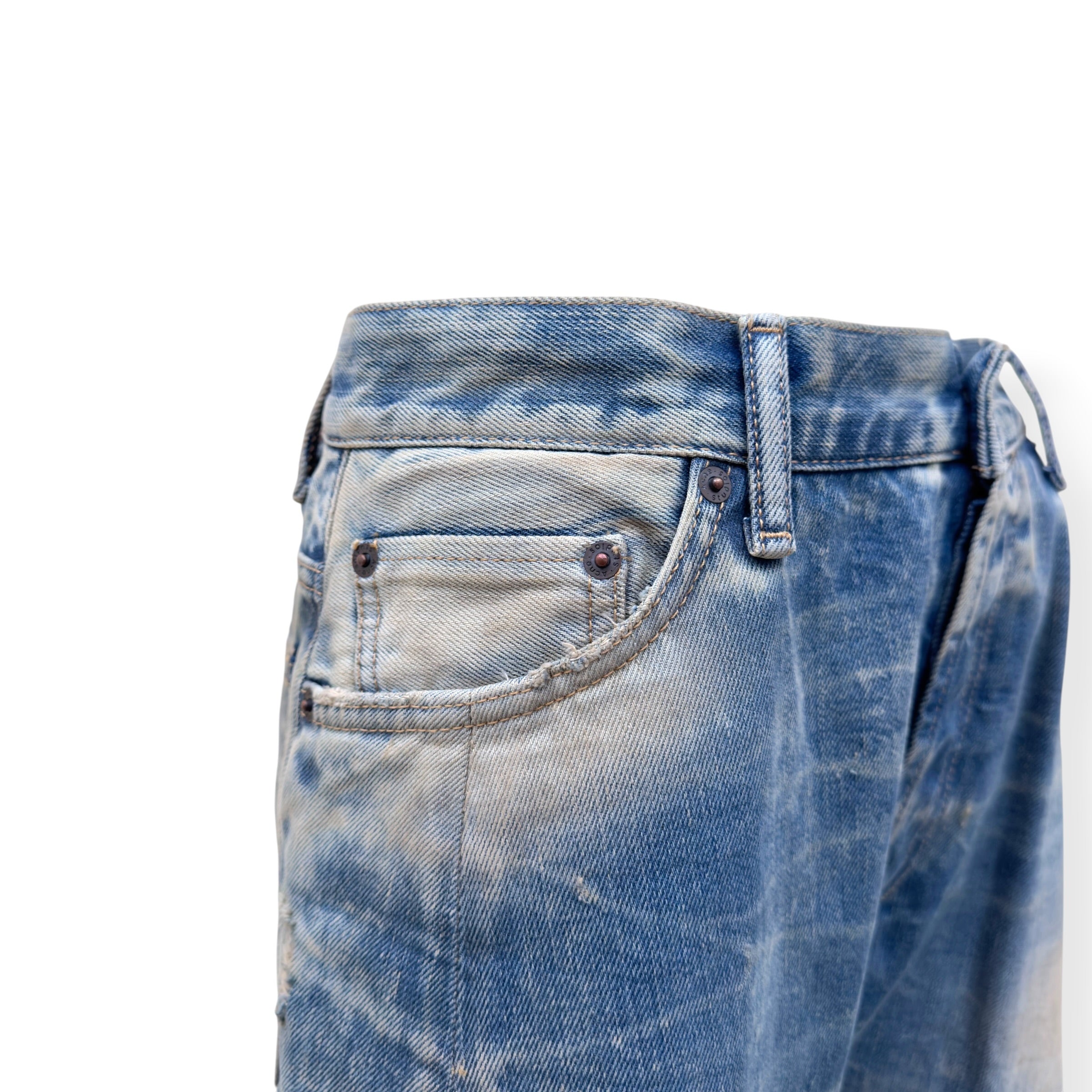 ACNE STUDIOS DISTRESSED WIDE LEG JEANS BLUE 33/34 / M