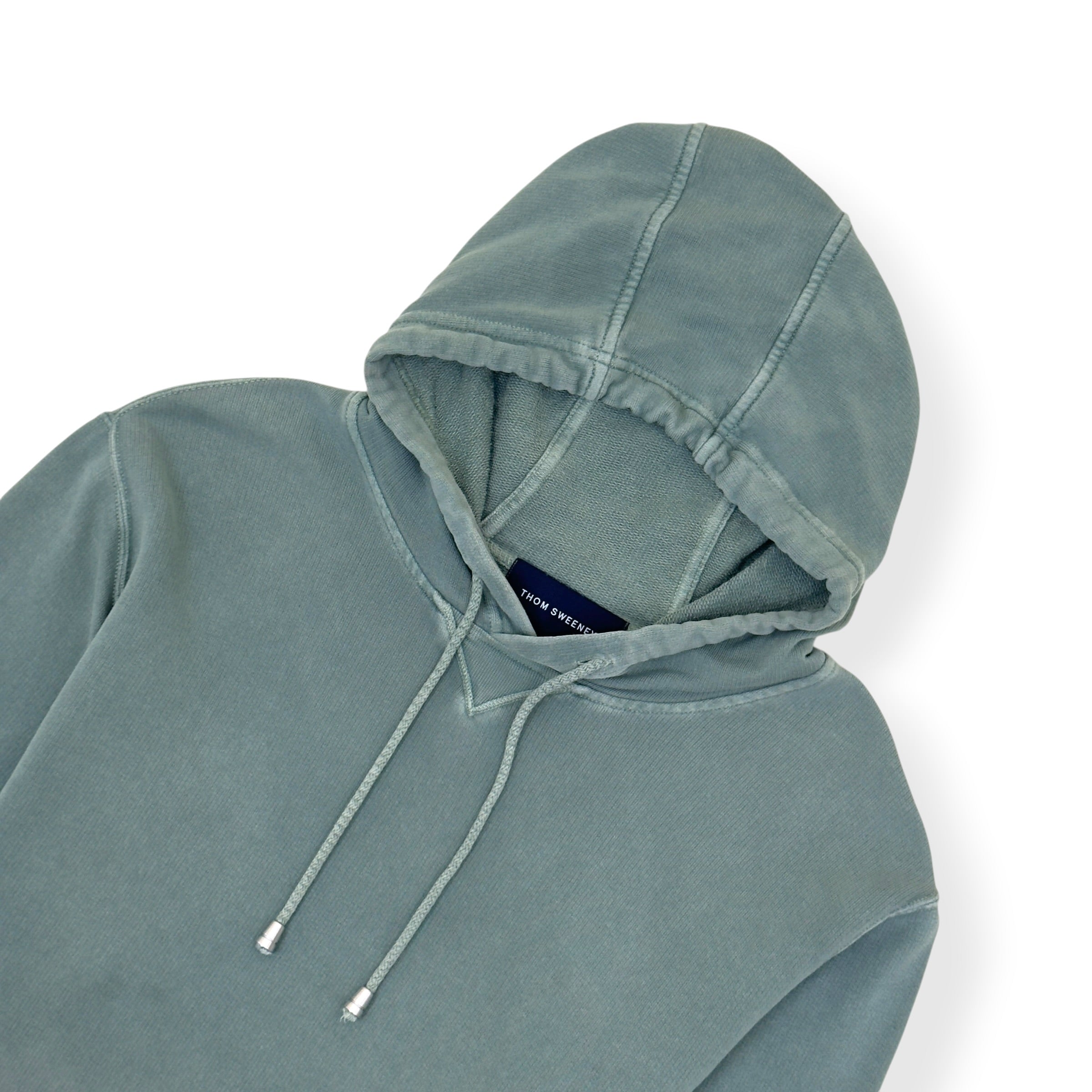 THOM SWEENEY GARMENT DYED COTTON HOODIE GREEN L
