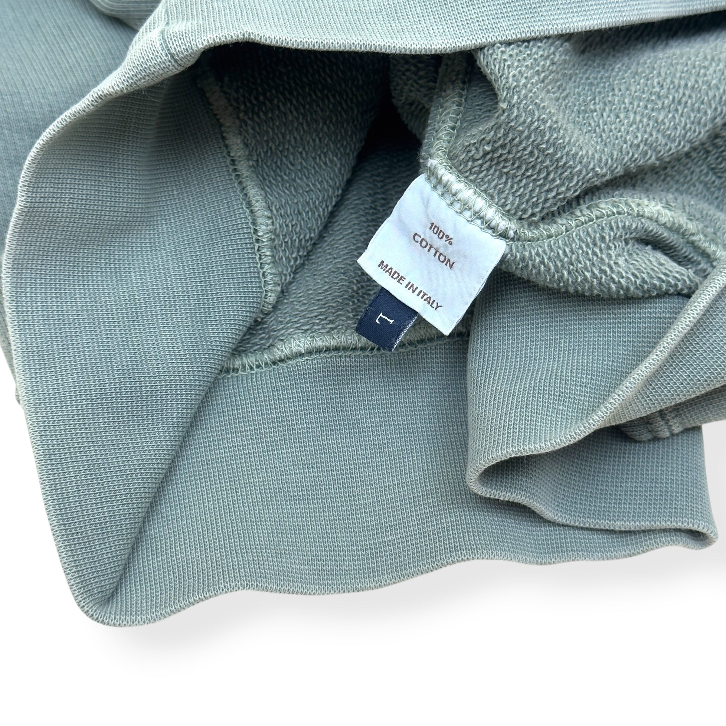 THOM SWEENEY GARMENT DYED COTTON HOODIE GREEN L
