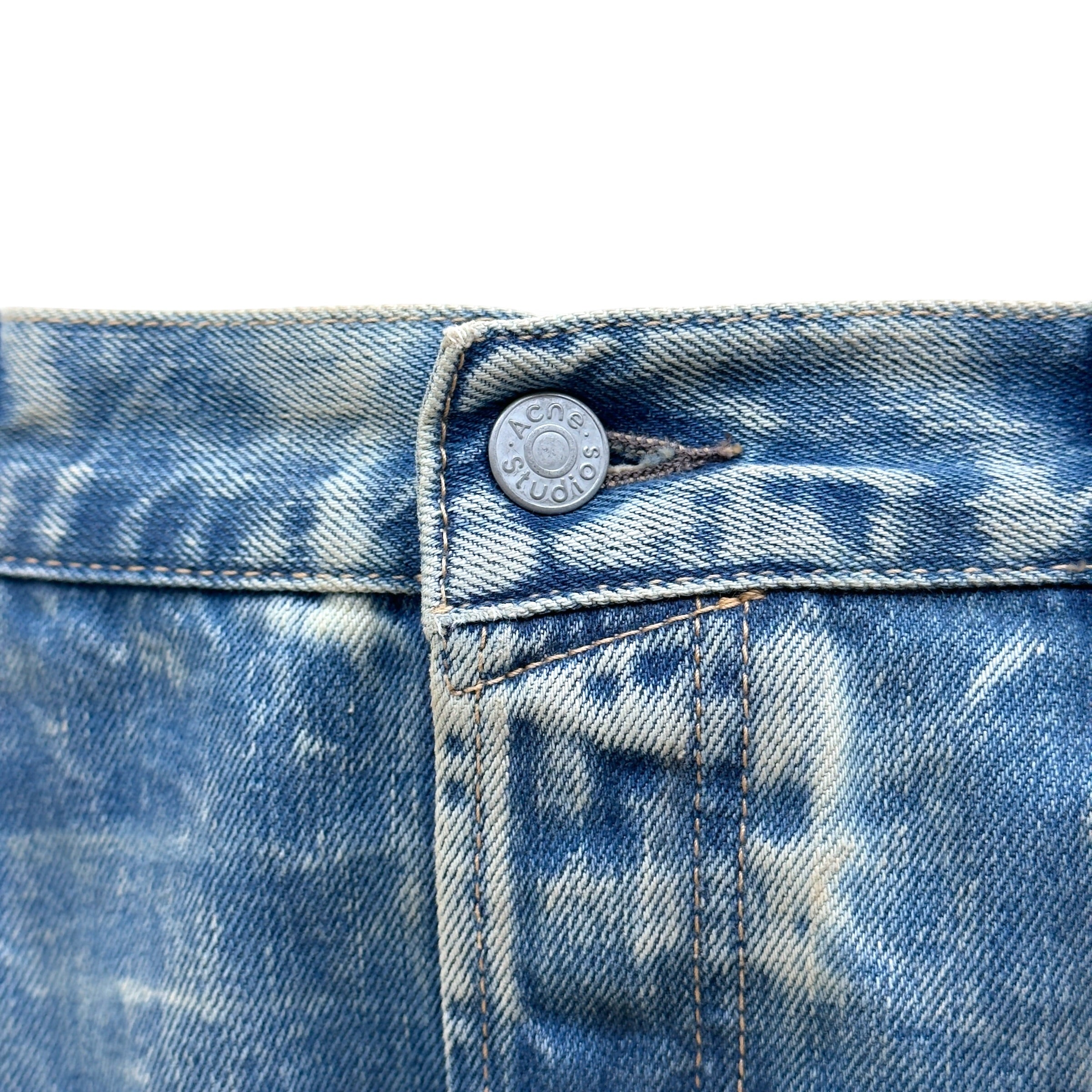 ACNE STUDIOS DISTRESSED WIDE LEG JEANS BLUE 33/34 / M
