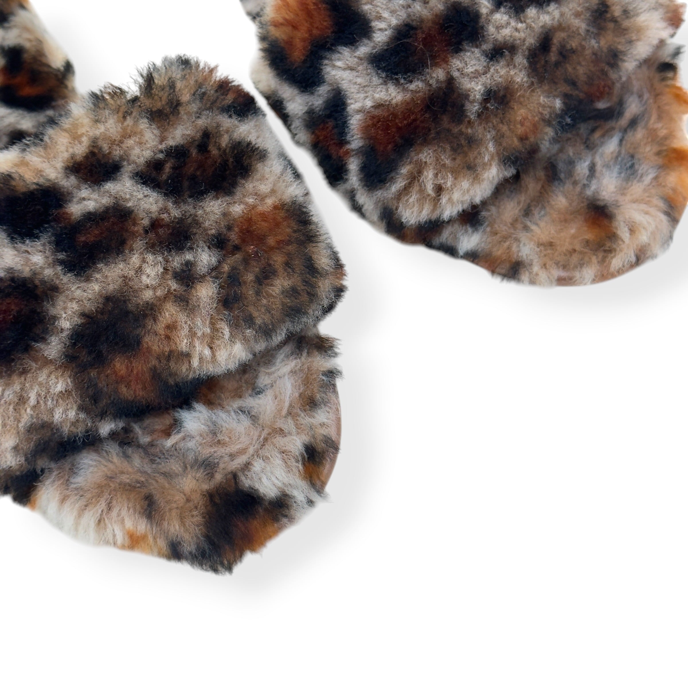 UGG FLUFF YEAH SLIDE II LEOPARD PRINT SLIPPER BROWN UK7