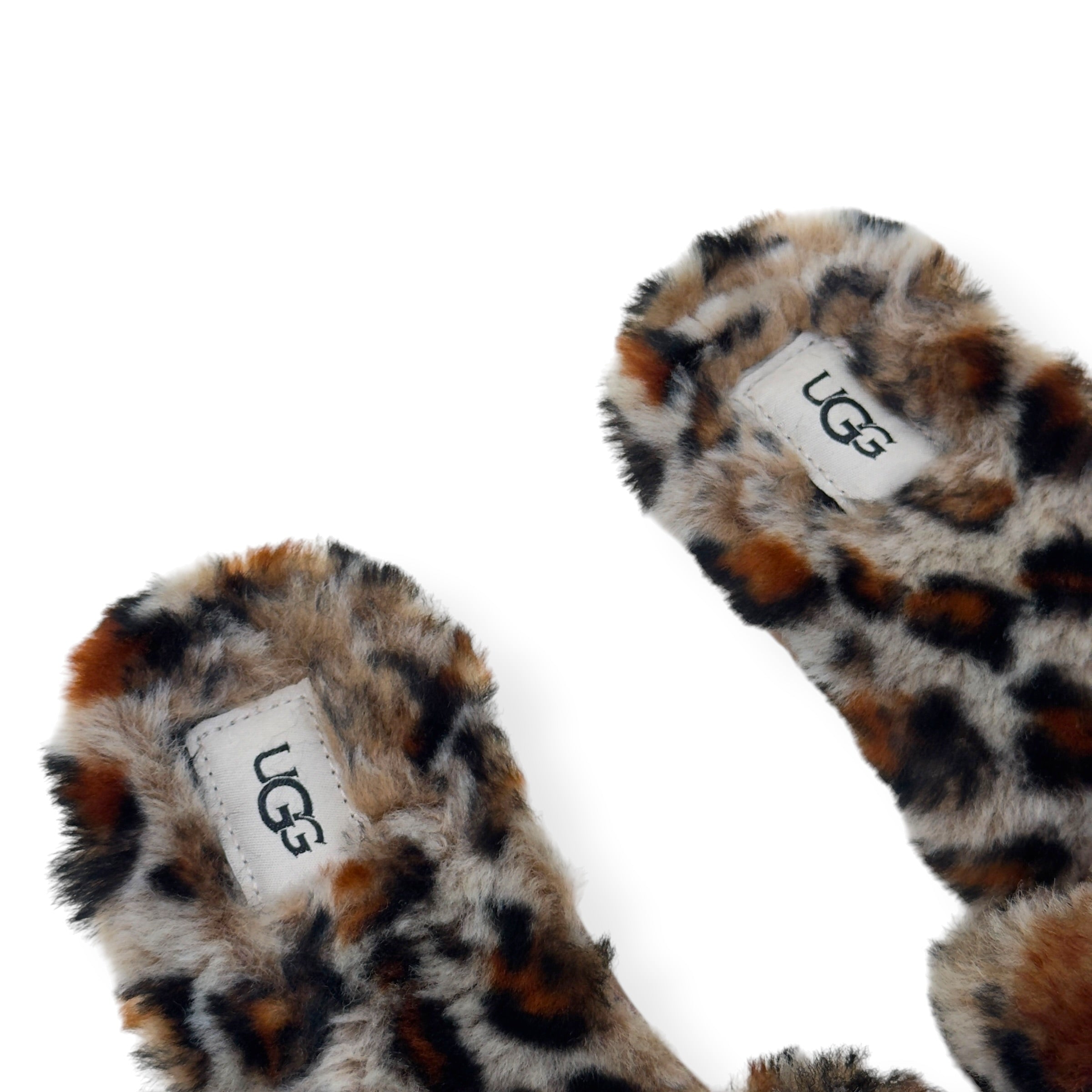 UGG FLUFF YEAH SLIDE II LEOPARD PRINT SLIPPER BROWN UK7