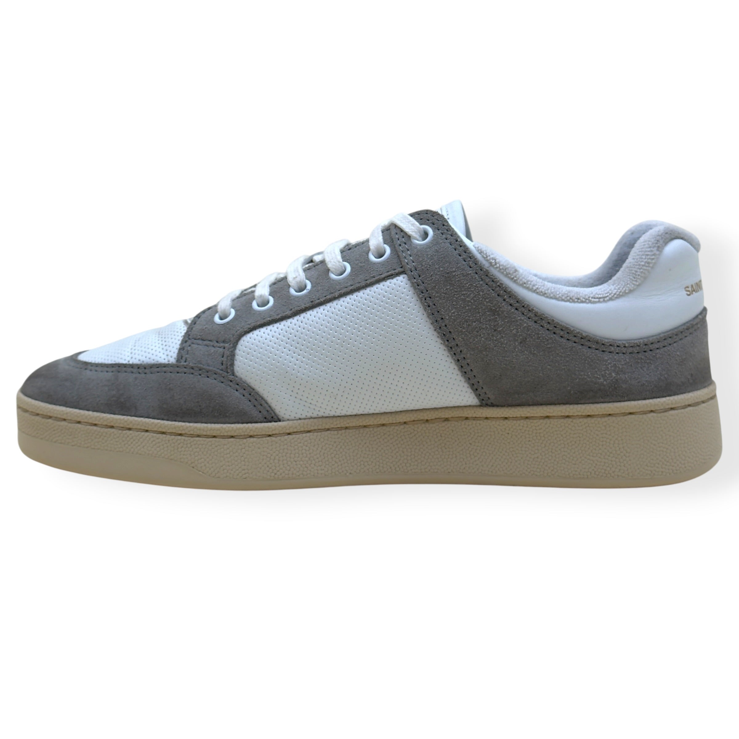 SAINT LAURENT SL/61 PANELLED SUEDE LEATHER SNEAKER GREY / WHITE 43 / UK9