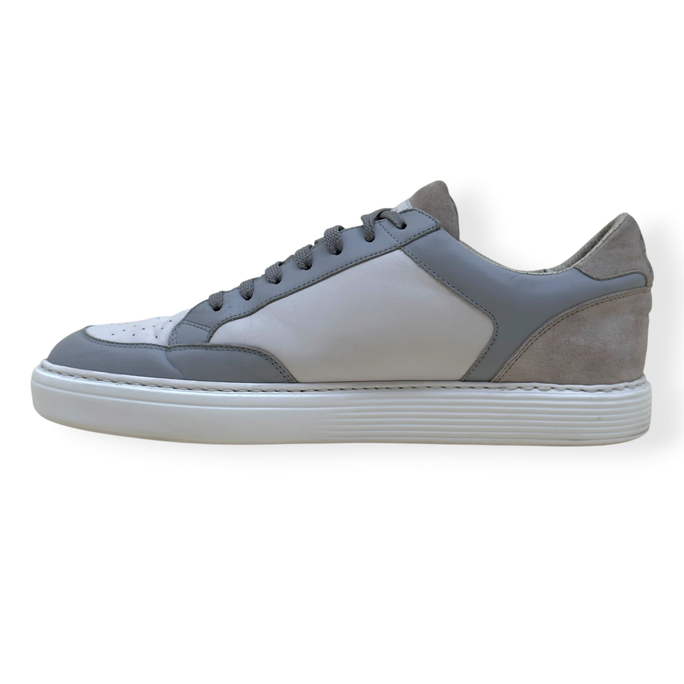 BRUNELLO CUCINELLI SUEDE / LEATHER SNEAKER GREY / WHITE 43 / UK9