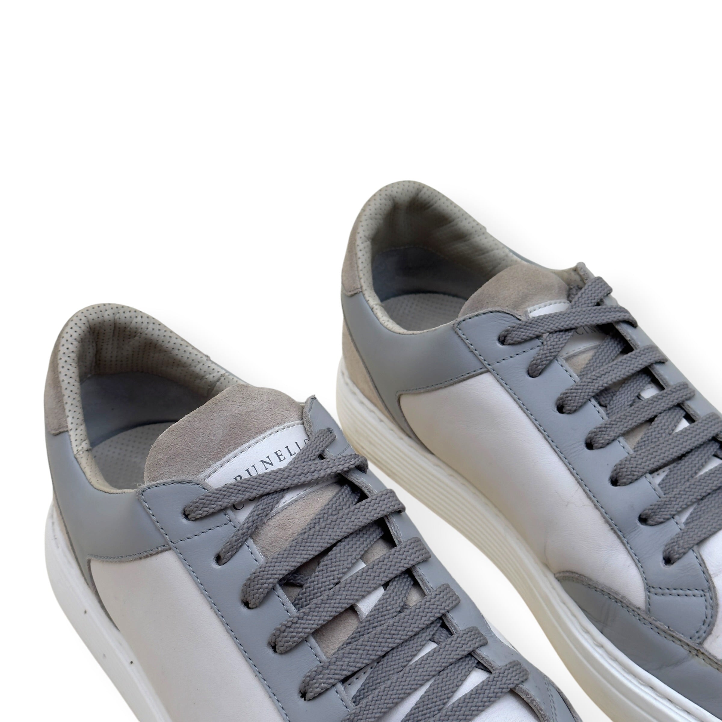BRUNELLO CUCINELLI SUEDE / LEATHER SNEAKER GREY / WHITE 43 / UK9