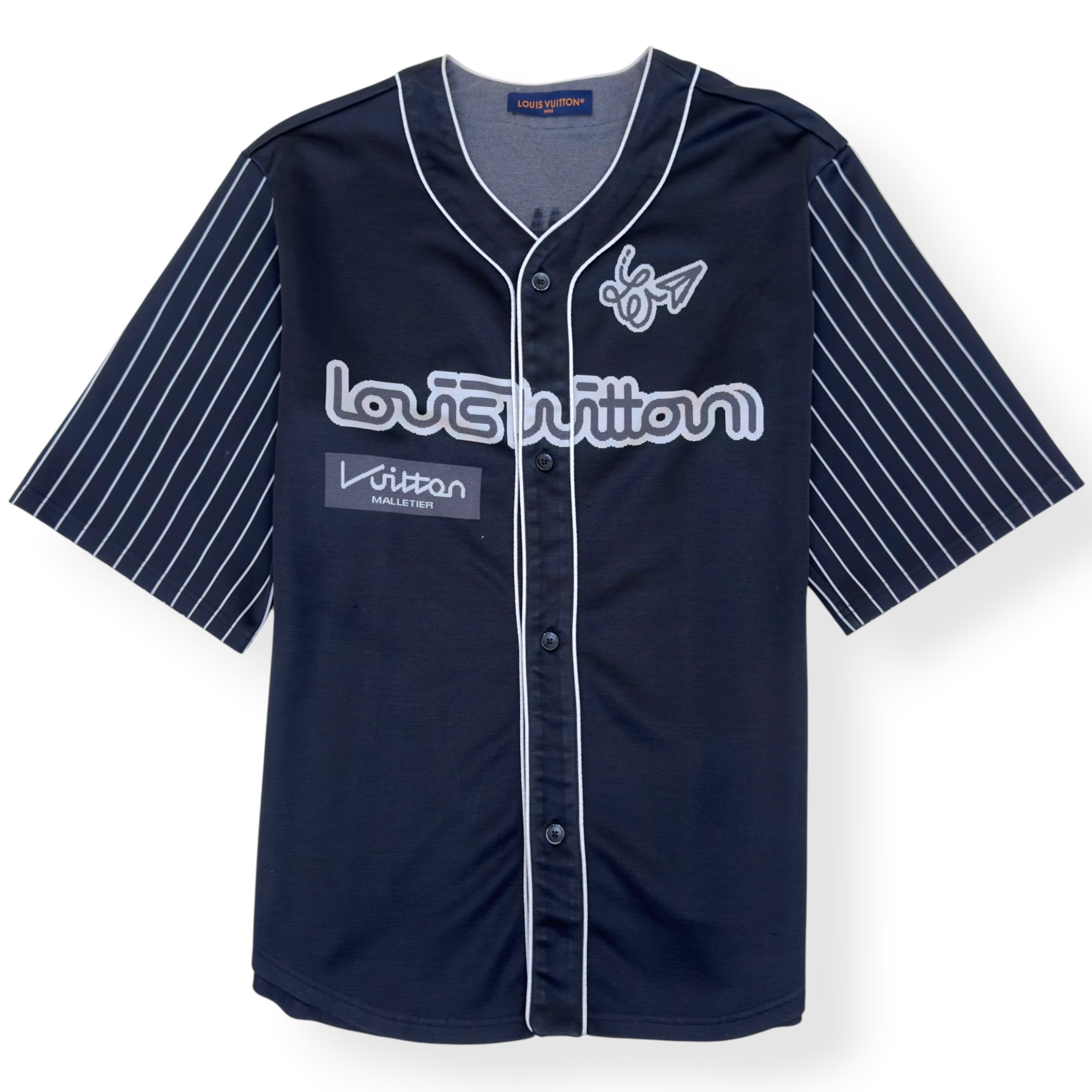 LOUIS VUITTON BASEBALL JERSEY BLACK / WHITE XXL