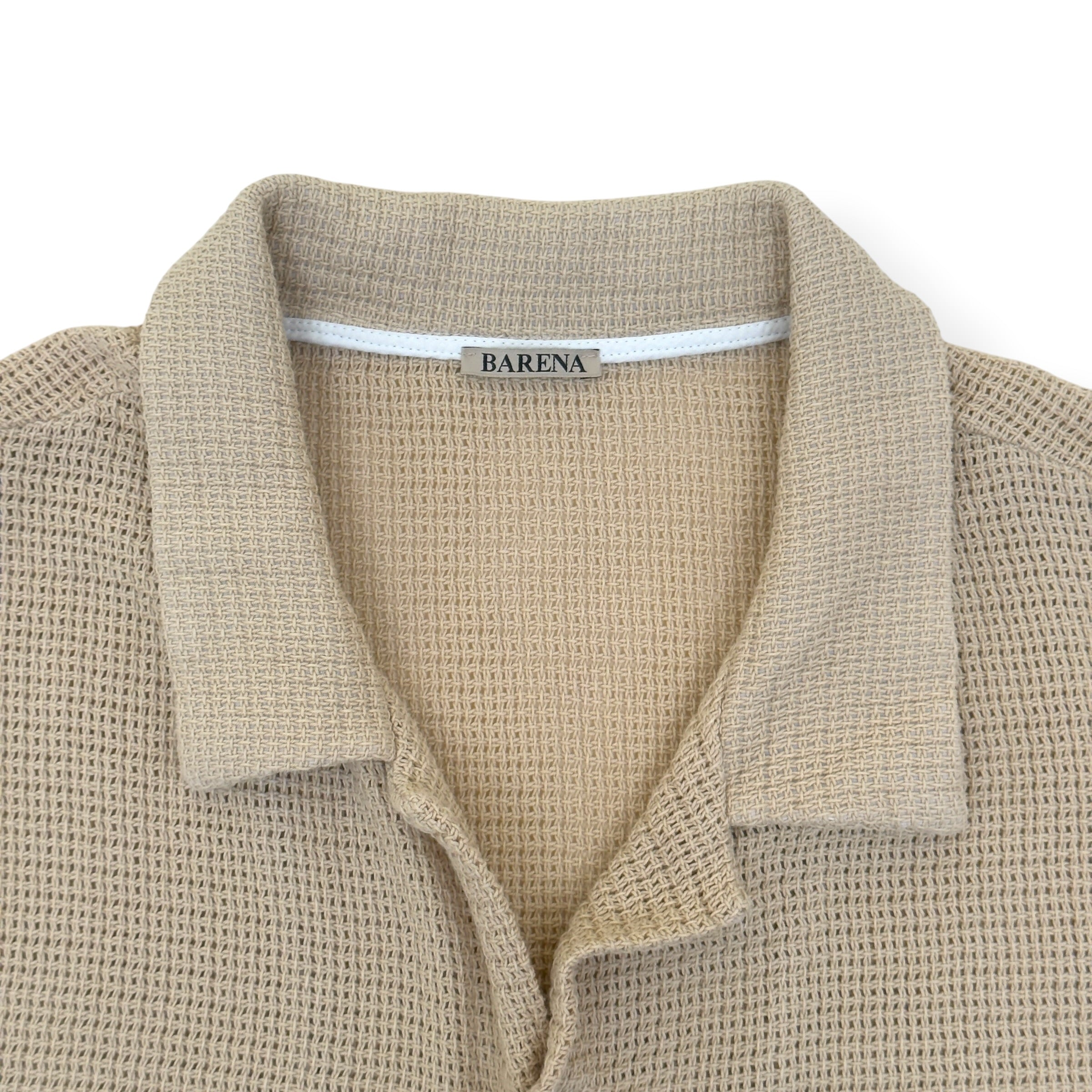 BARENA VENEZIA WAFFLE KNIT SHORT SLEEVE SHIRT BEIGE 54 / XL