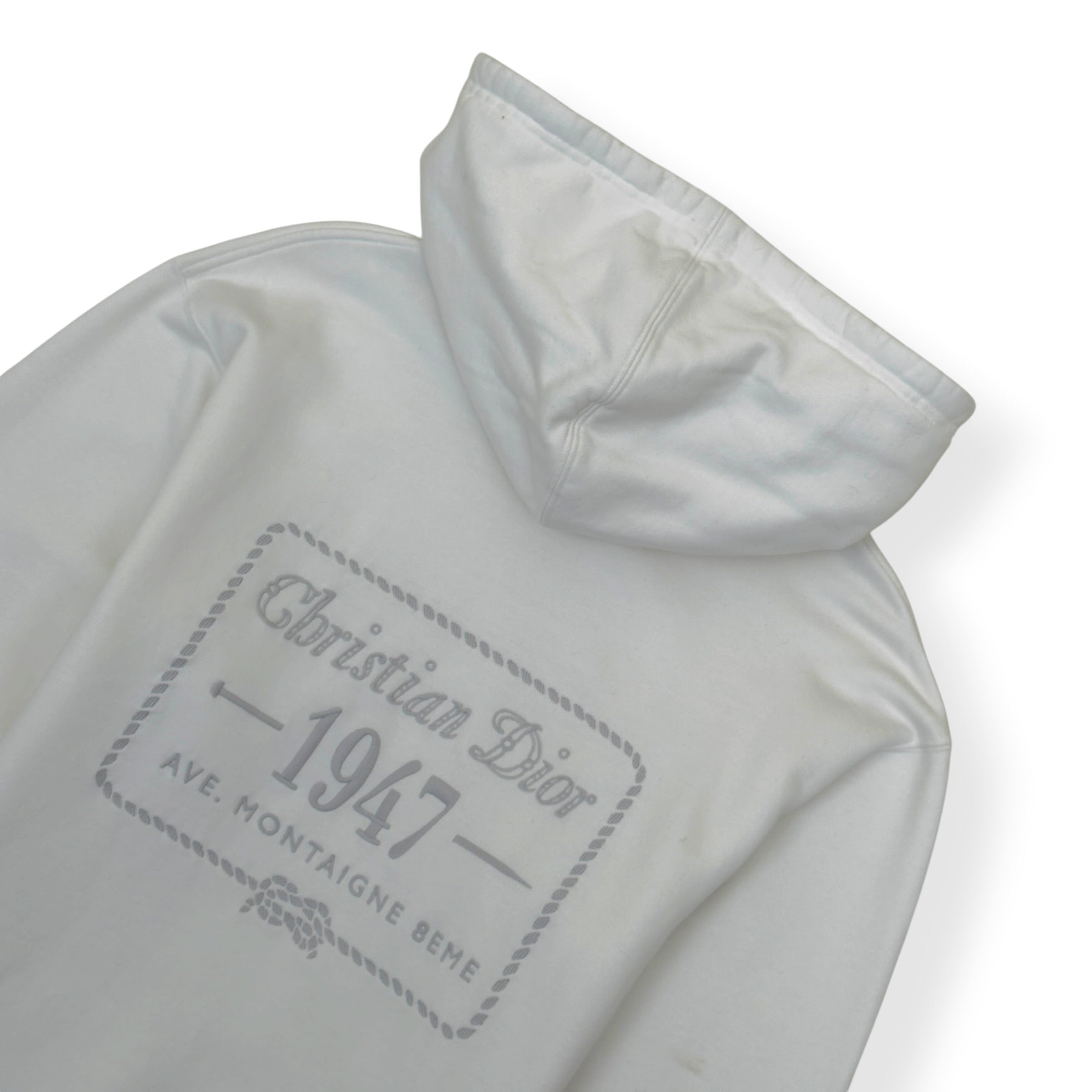 DIOR CHRISTIAN DIOR 1947 AVE MONTAIGNE HOODIE WHITE XL