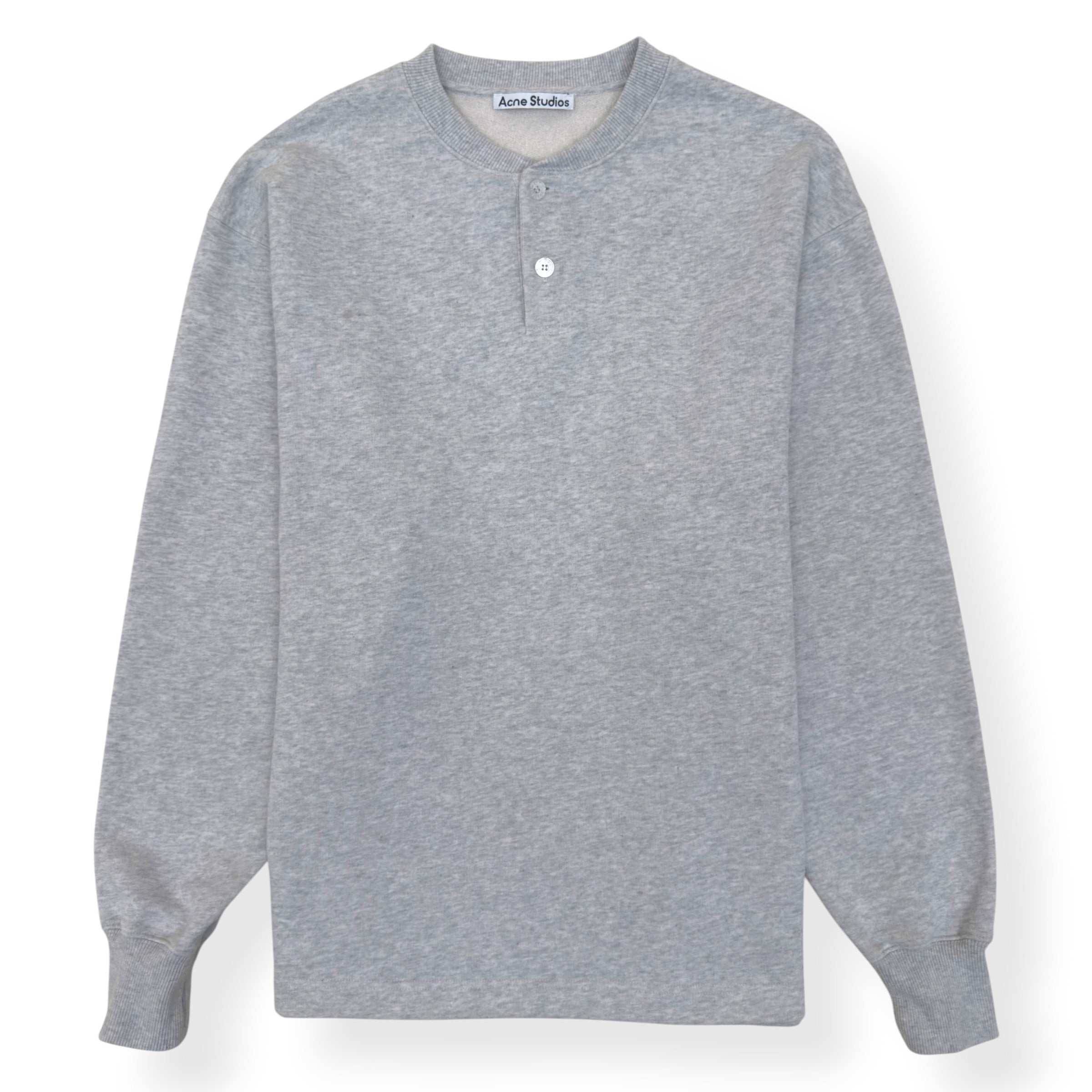 ACNE STUDIOS LOGO HENLEY SWEATSHIRT GREY L