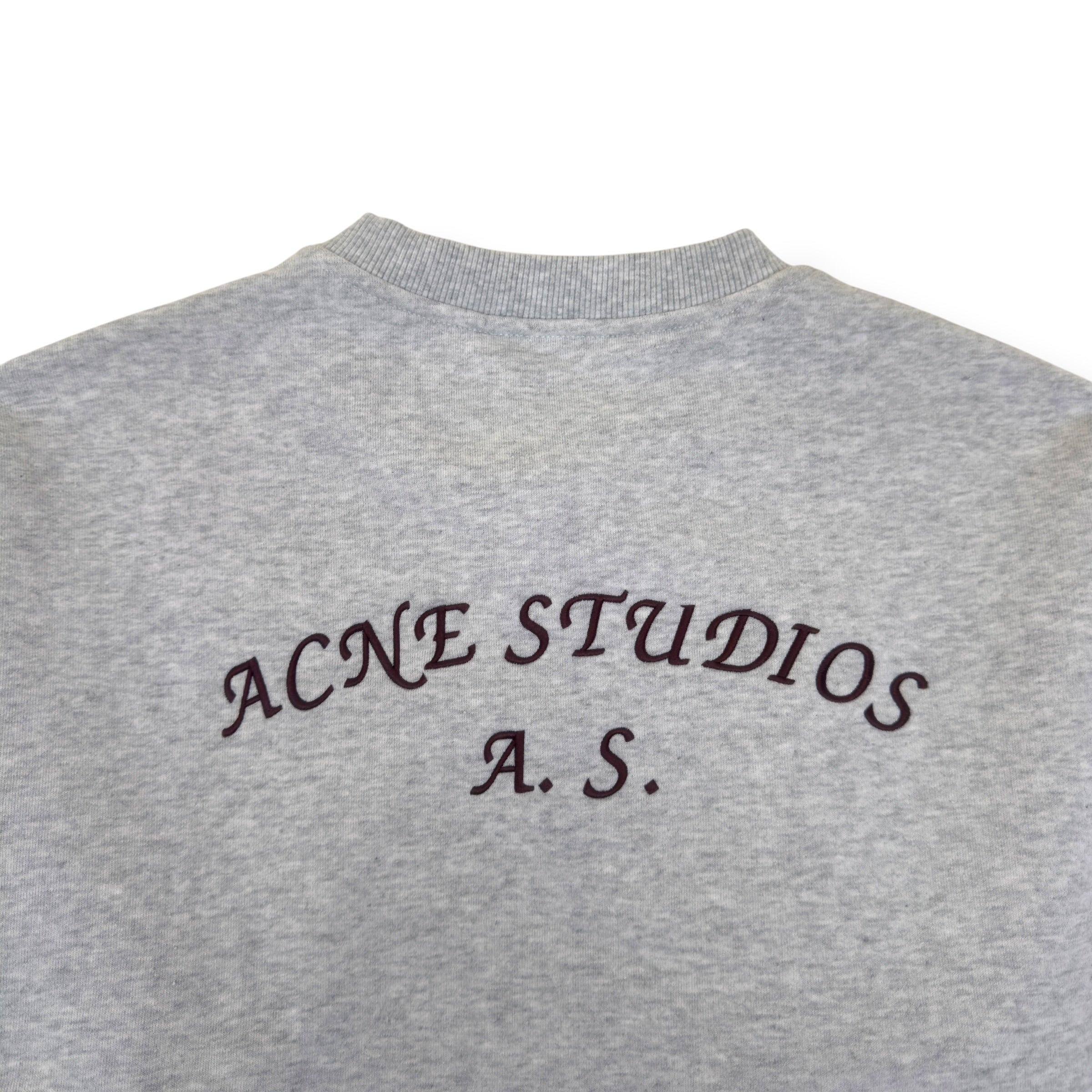 ACNE STUDIOS LOGO HENLEY SWEATSHIRT GREY L