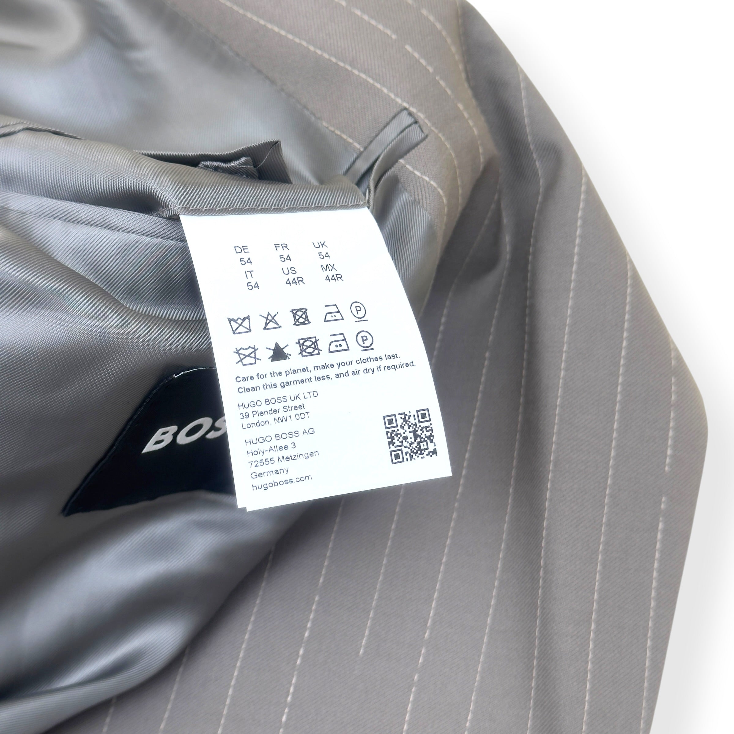 BOSS EDITORIAL PINSTRIPE DOUBLE BREASTED BLAZER GREY 54 / XL