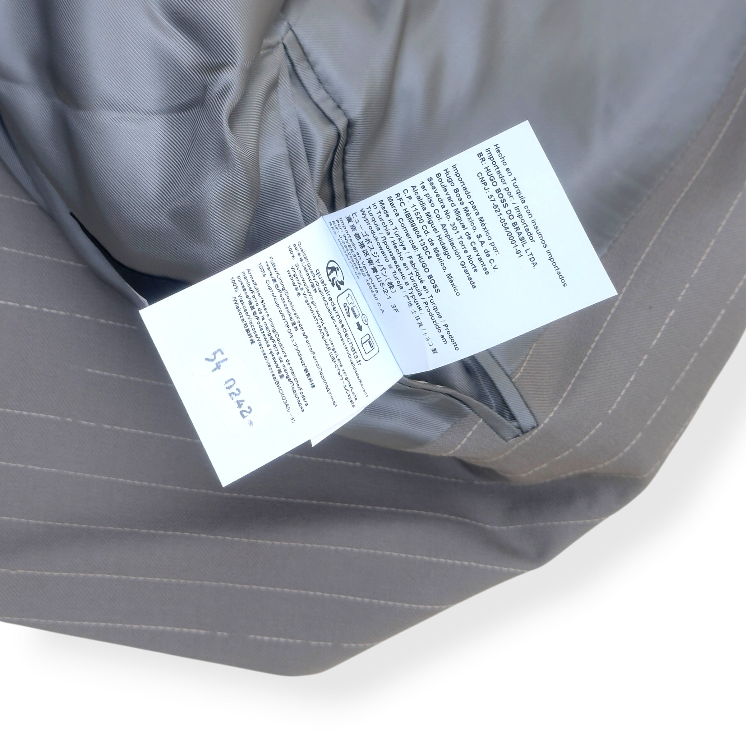 BOSS EDITORIAL PINSTRIPE DOUBLE BREASTED BLAZER GREY 54 / XL