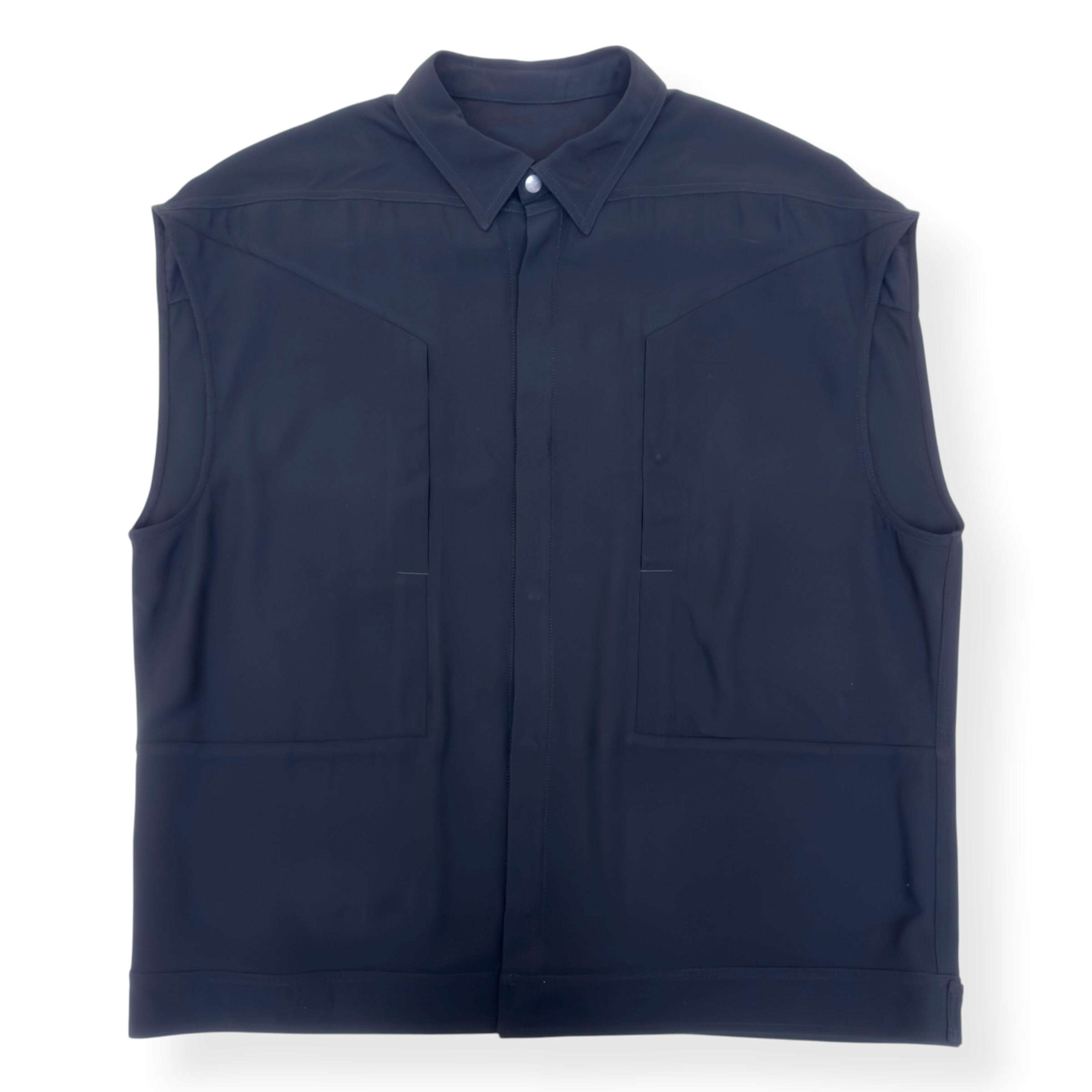 RICK OWENS SS25 HOLLYWOOD SLEEVELESS SHIRT VEST BLACK 52 / XL