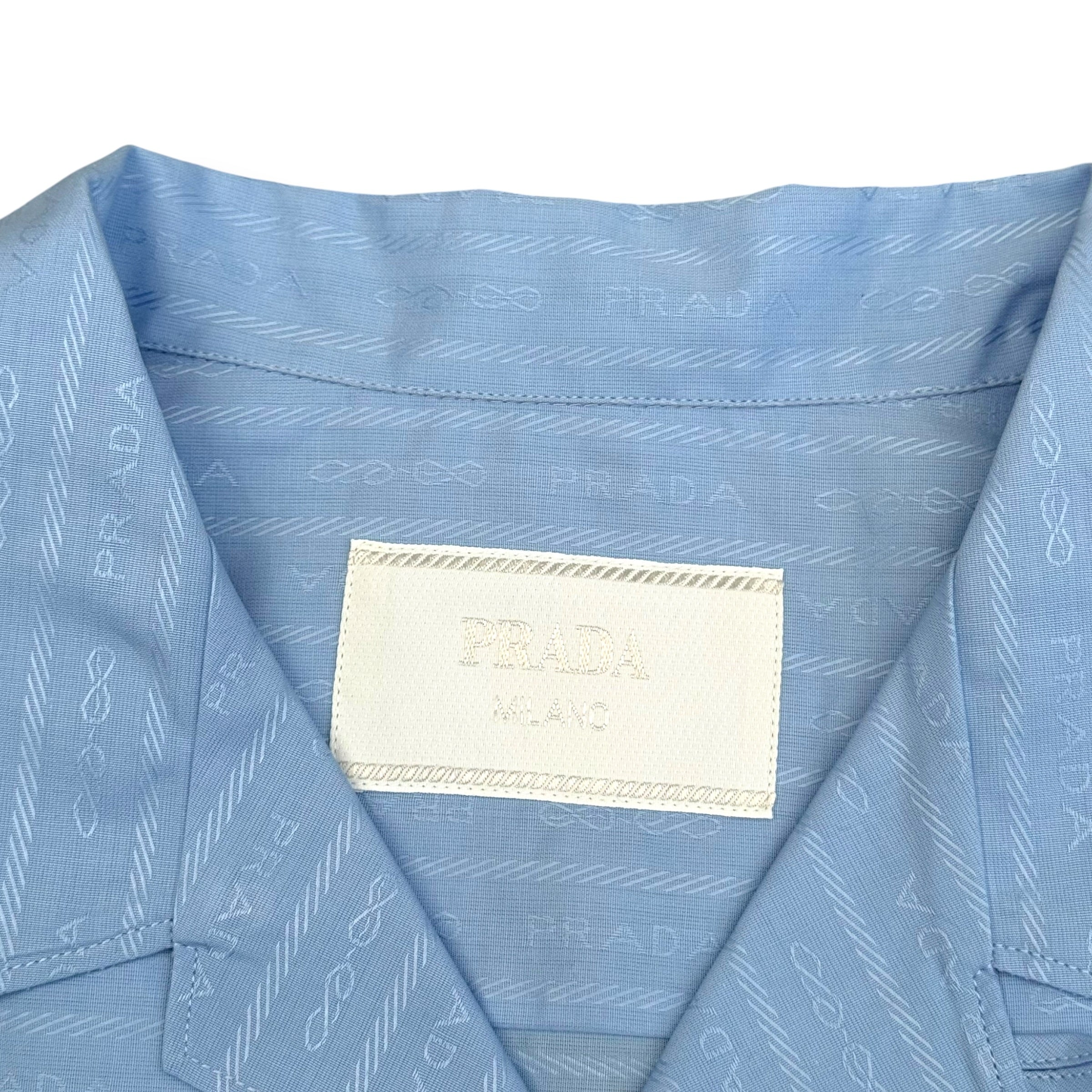 PRADA LOGO JACQUARD SHORT SLEEVE SHIRT BLUE XL