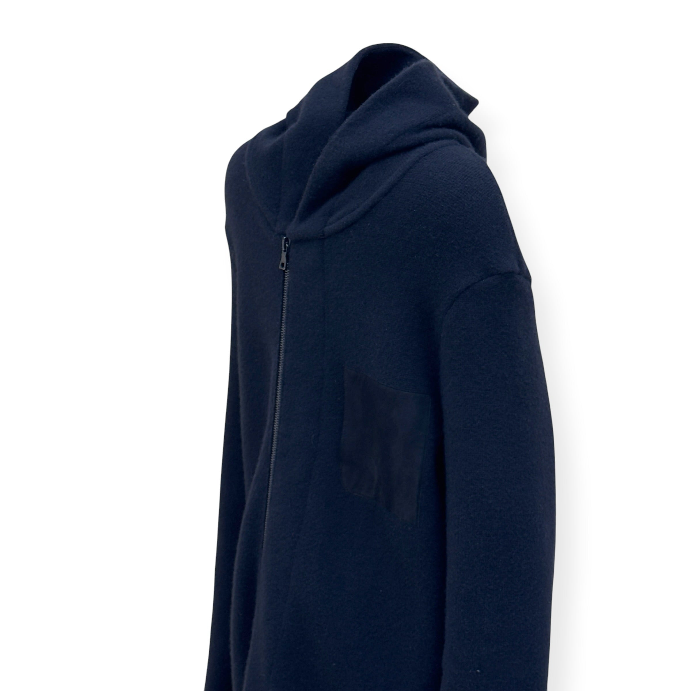 FALKE WOOL ZIP HOODED COAT BLACK SIZE 50 / L