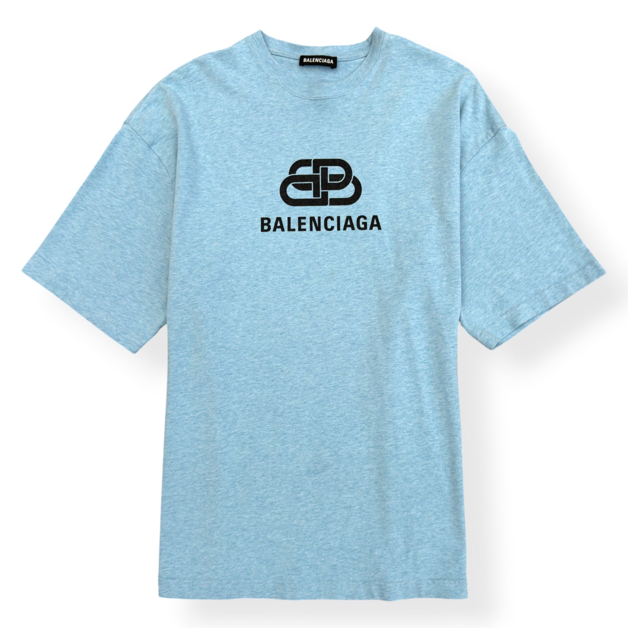 BALENCIAGA BB LOGO T-SHIRT LIGHT BLUE XL